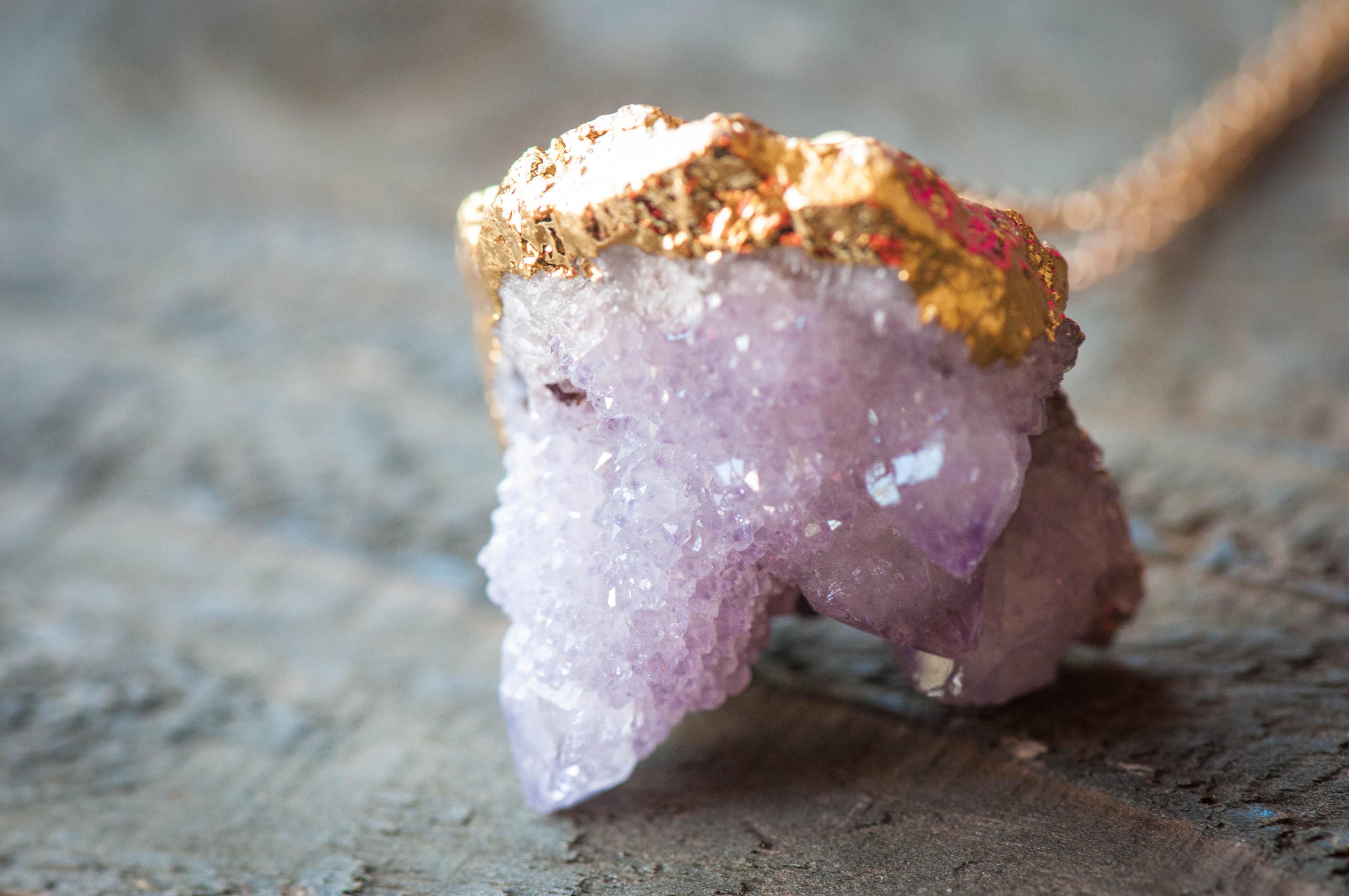 Spirit Quartz Necklace,gold Dipped Spirit Quartz Pendant,spirit Quartz Jewelry,cactus Quartz Necklace,crystal Jewelry,raw Crystal Necklace