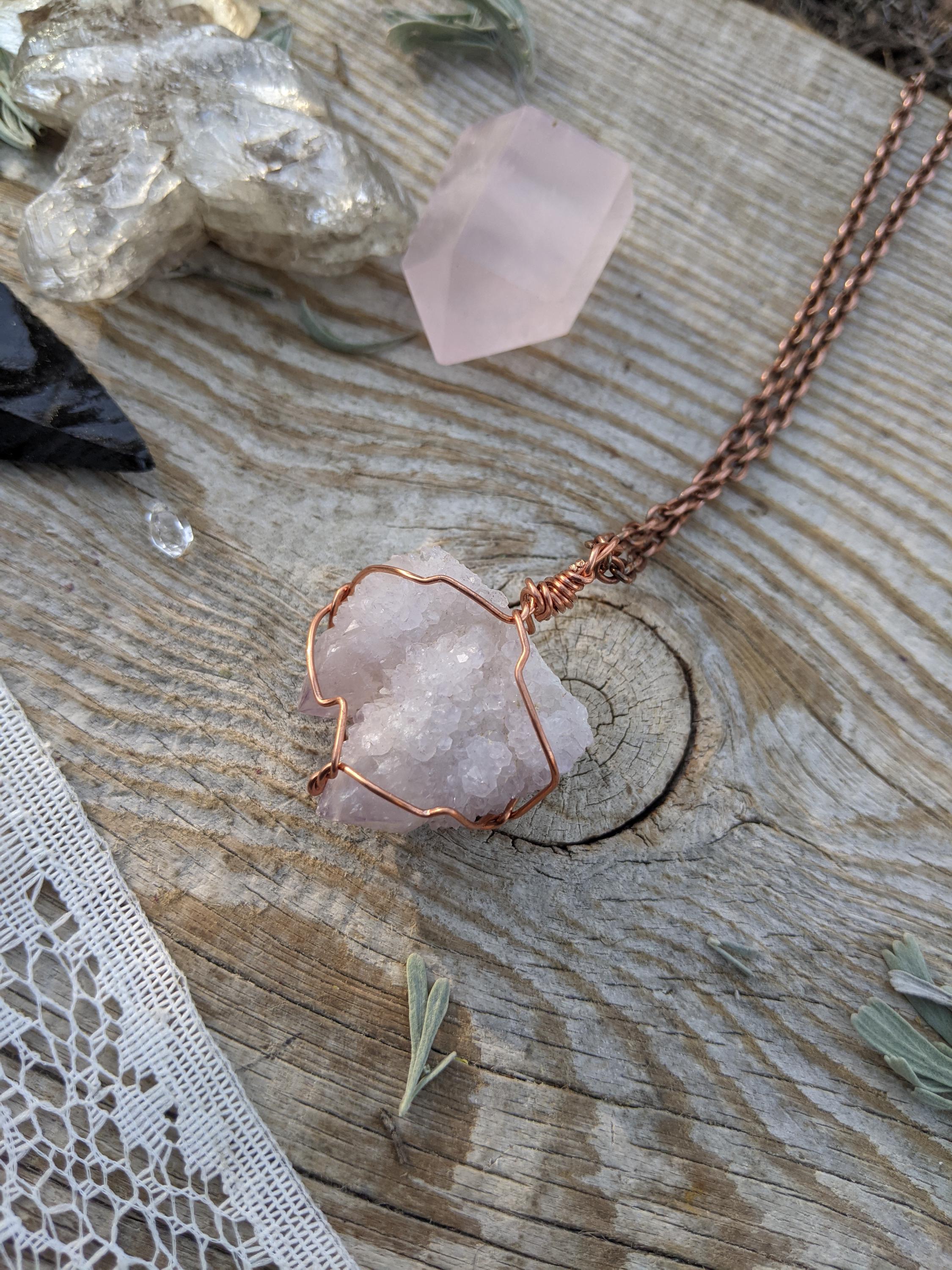 Twin Spirit Quartz Pendant, Natural Raw Rough Spirit Quartz Crystal Pendant, Cactus Quartz Pendant, Spirit Amethyst Pendant, Amethyst Neckla