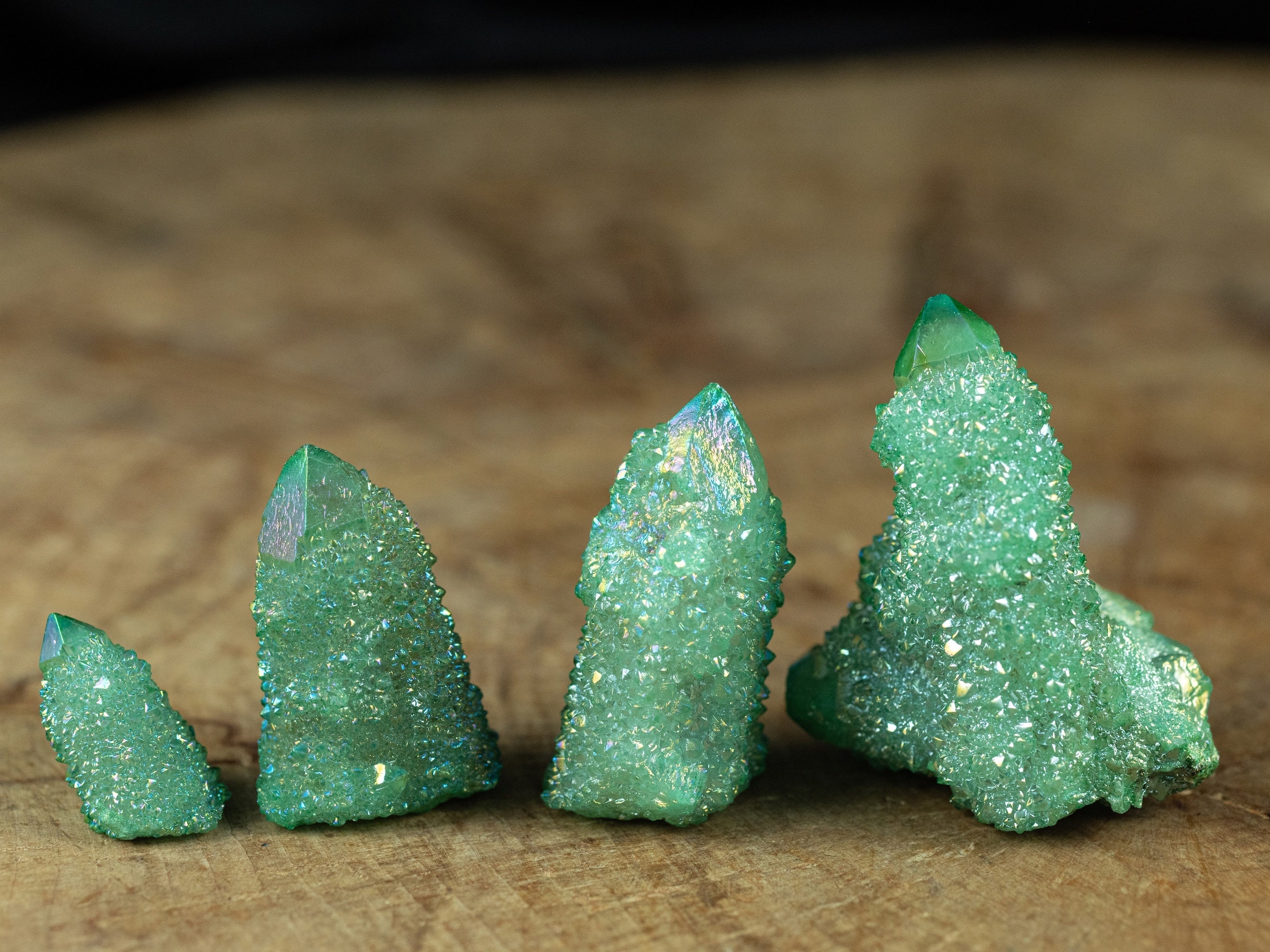 Green Apple Aura Quartz Crystal Point - Rainbow Quartz Crystal, Spirit Quartz, Crystal Decor, E2130