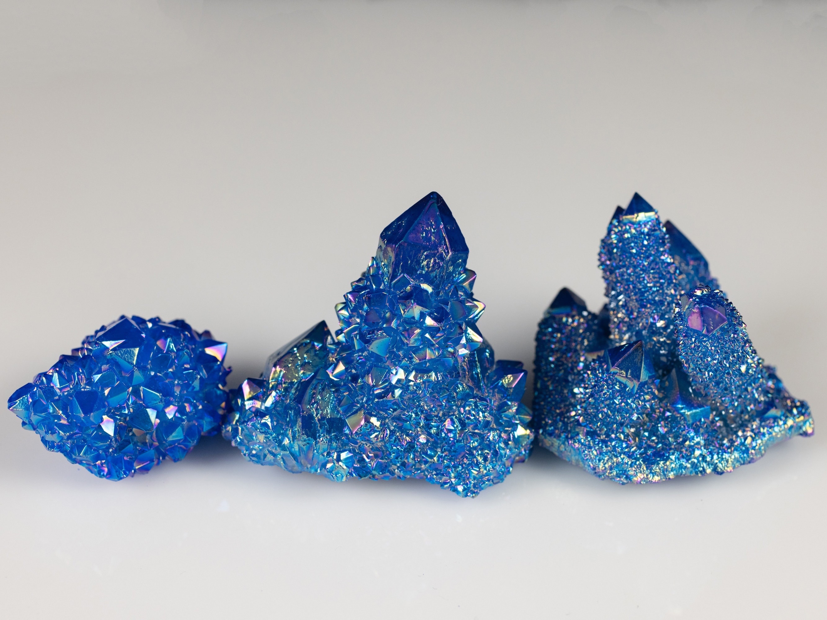 Blue Flame Aura Quartz Crystal Cluster - Rainbow Quartz Crystal, Spirit Quartz Cluster, Crystal Decor, E2134