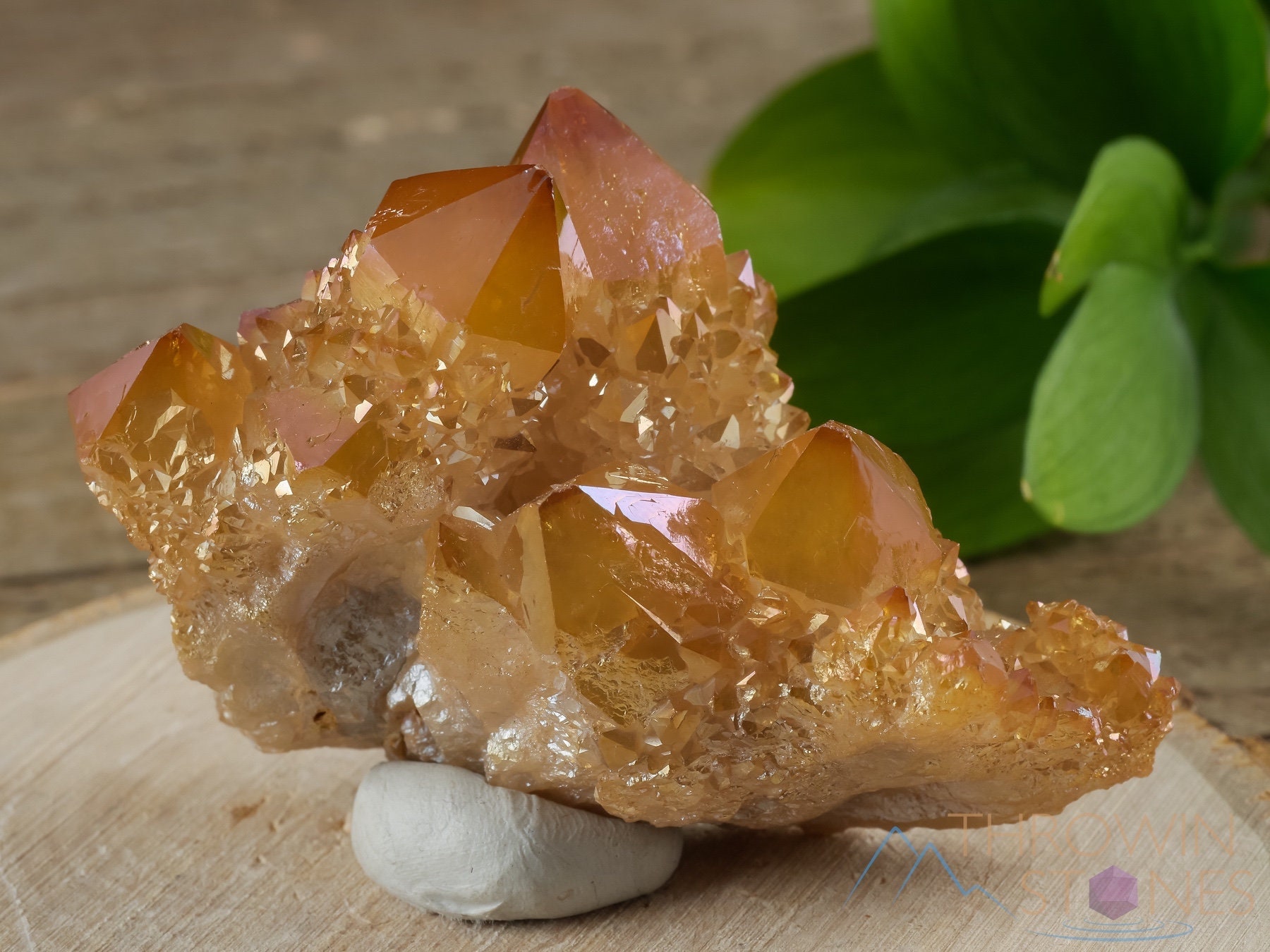 Tangerine Aura Quartz - Rainbow Aura Quartz, Crystal Cluster, Spirit Quartz, Crystal Decor, Metaphysical, R0497