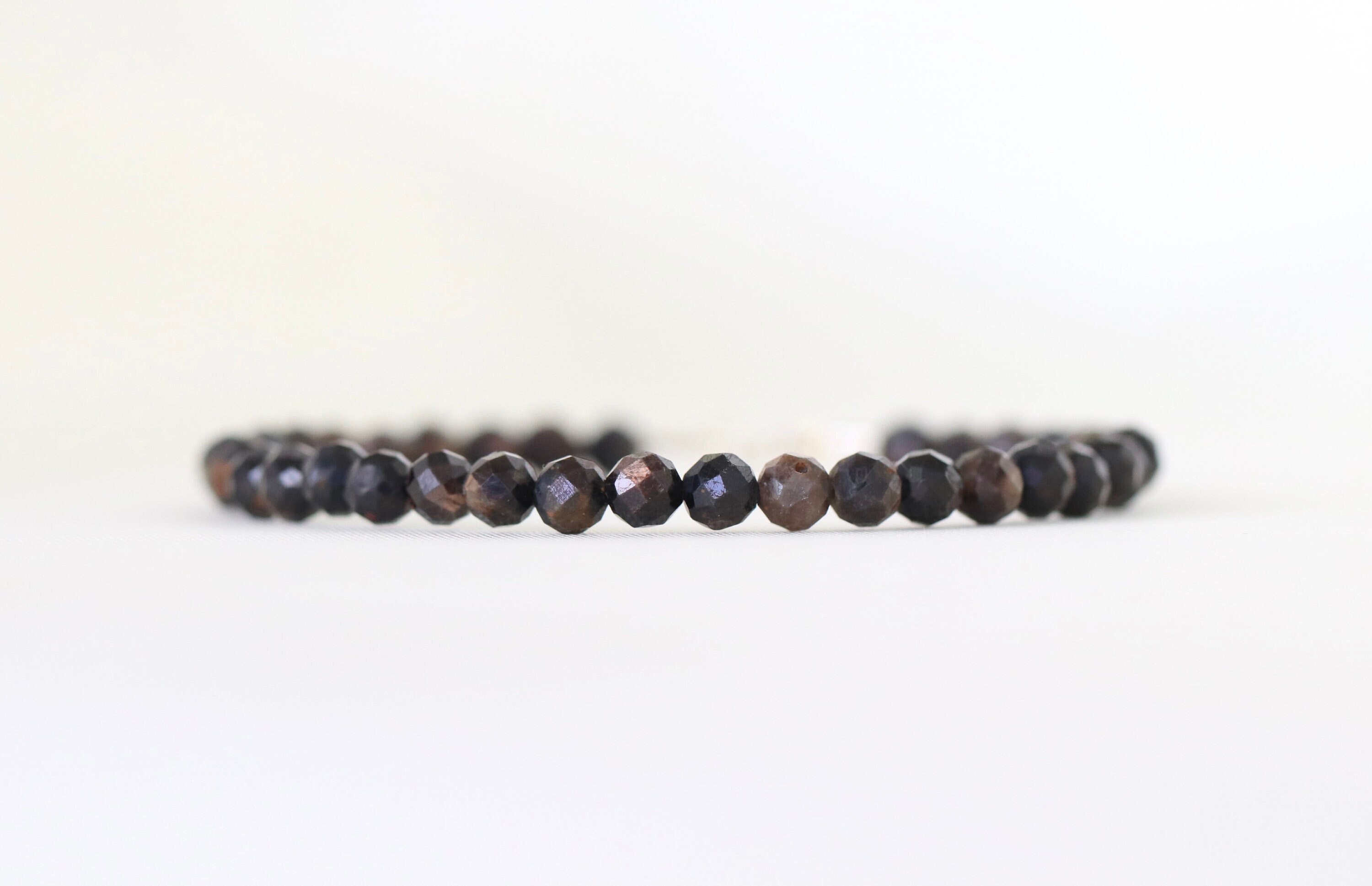 Black Star Sapphire Bracelet Rare, Genuine Dark Sapphire Jewelry, 4mm Bead Bracelet, Sterling Silver Clasp, September Birthstone Black Star Sapphire Bracelet Rare, Genuine Dark Sapphire Jewelry, 4mm Bead Bracelet, Sterling Silver Clasp, September Birthstone