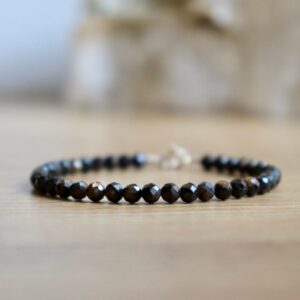 Black Star Sapphire bracelet RARE, Genuine dark Sapphire jewelry, 4mm bead bracelet, sterling silver clasp, September birthstone Black Star Sapphire bracelet RARE, Genuine dark Sapphire jewelry, 4mm bead bracelet, sterling silver clasp, September birthstone