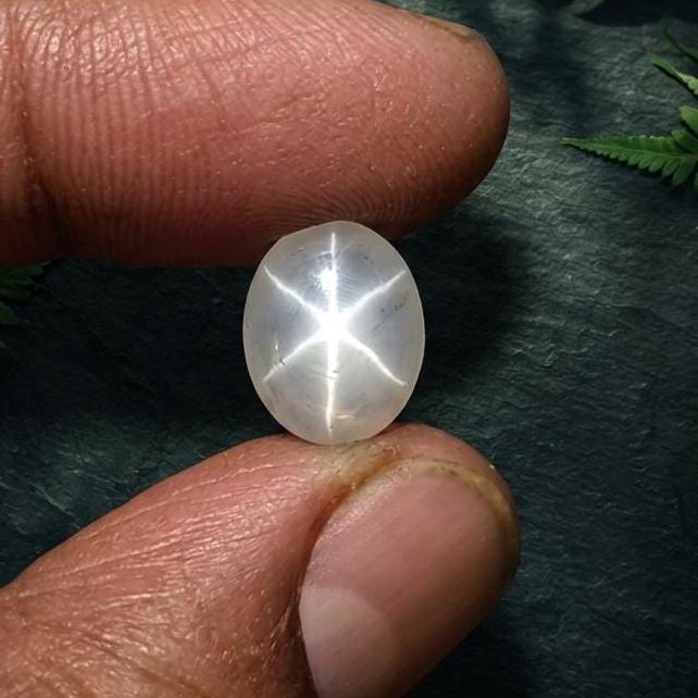 Certified Oval White Star Sapphire Cabochon | 3.50 Ct Ceylon Gemstone For Ring Jewellery