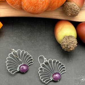 Pink Star Sapphire Artisan Earrings
