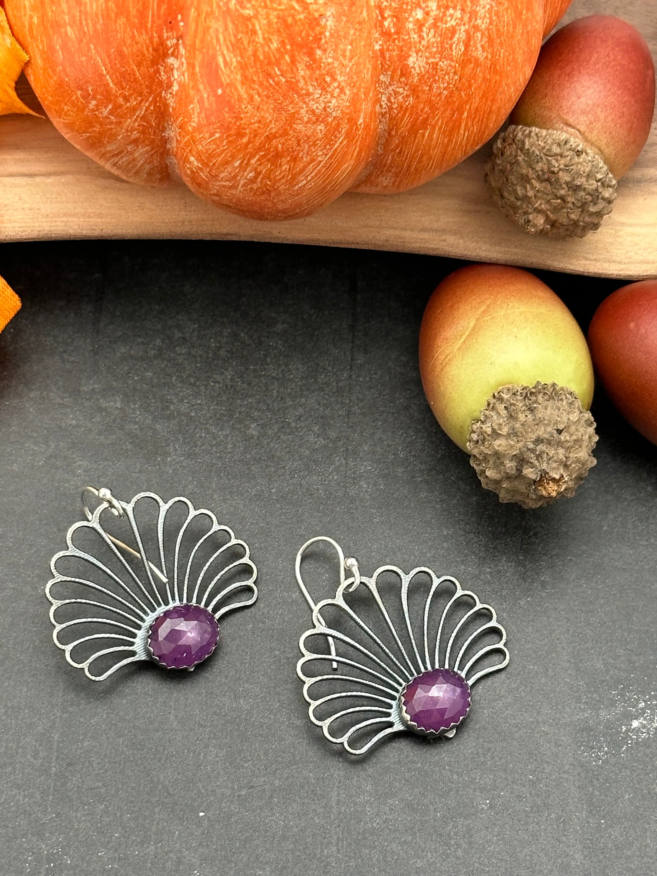 Pink Star Sapphire Artisan Earrings