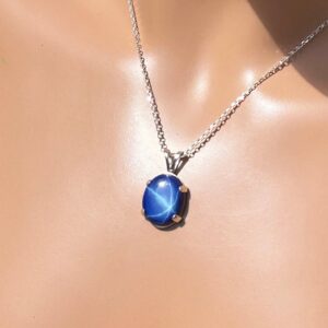 Blue 6 Ray Star Sapphire Necklace / Sterling Silver/ Huge 9.55 Ct 16.09x14.1.0 Mm Star Sapphire/sold As Pictured / One Of A Kind Blue 6 Ray Star Sapphire Necklace / Sterling Silver/ Huge 9.55 Ct 16.09x14.1.0 Mm Star Sapphire/sold As Pictured / One Of A Kind