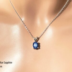 Tiny Blue Natural 6 Ray Star Sapphire Necklace /sterling Silver/ .75 To 3 Cts 5x4mm To 10x8 Mm Royal Blue To Dark Blue Aaa Star Sapphire