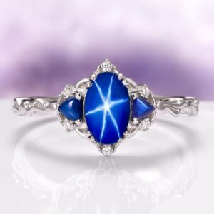 Star Sapphire Engagement Ring – Sterling Silver Feyre Fantasy Ring