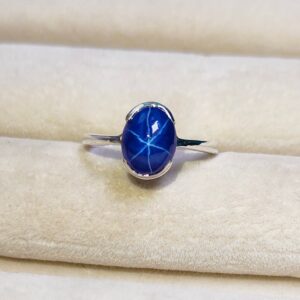Lindy Star Sapphire Ring, Blue Star Sapphire Ring, Oval Blue Star Sapphire Ring, 925 Sterling Silver Ring, Sapphire Engagement Ring