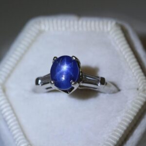 Vintage Star Sapphire Ring, Platinum GIA Sapphire Engagement Ring, Mid Century Star Sapphire Ring Vintage Star Sapphire Ring, Platinum GIA Sapphire Engagement Ring, Mid Century Star Sapphire Ring