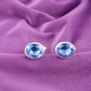 Sterling Silver Tanzanite Gemstone Cuff Links – Gemstone Handmade Jewelry, Gift For Her/ Him