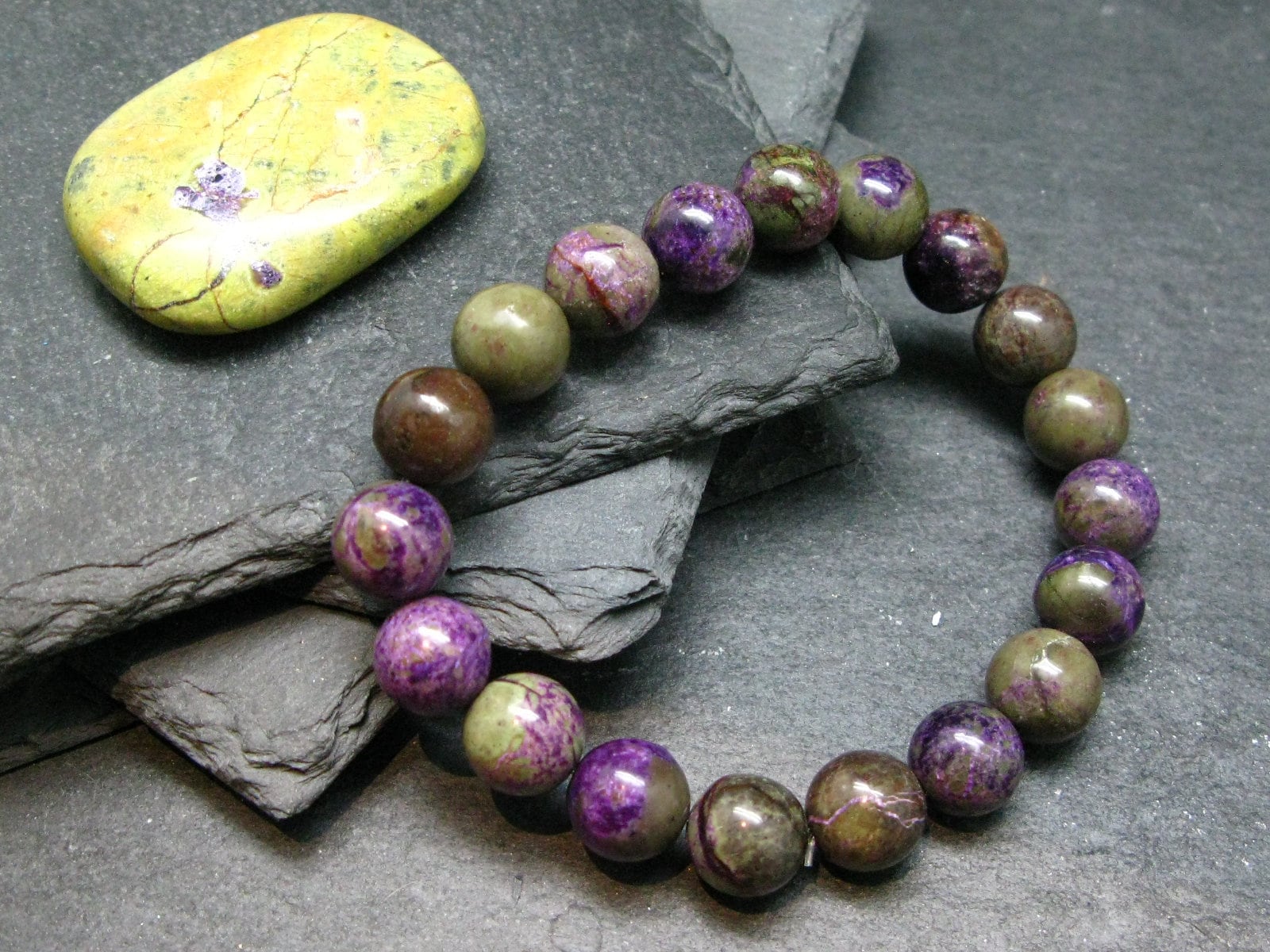 Atlantasite (stichtite & Serpentine) Genuine Bracelet ~ 7 Inches ~ 10mm Round Beads