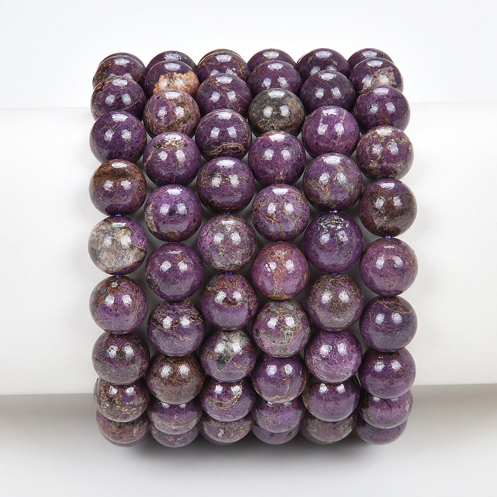 Natural Rare Stichtite Gemstone Grade Aaa Round Bracelet 10mm 7.5 Inch Strand (80018857-s27)
