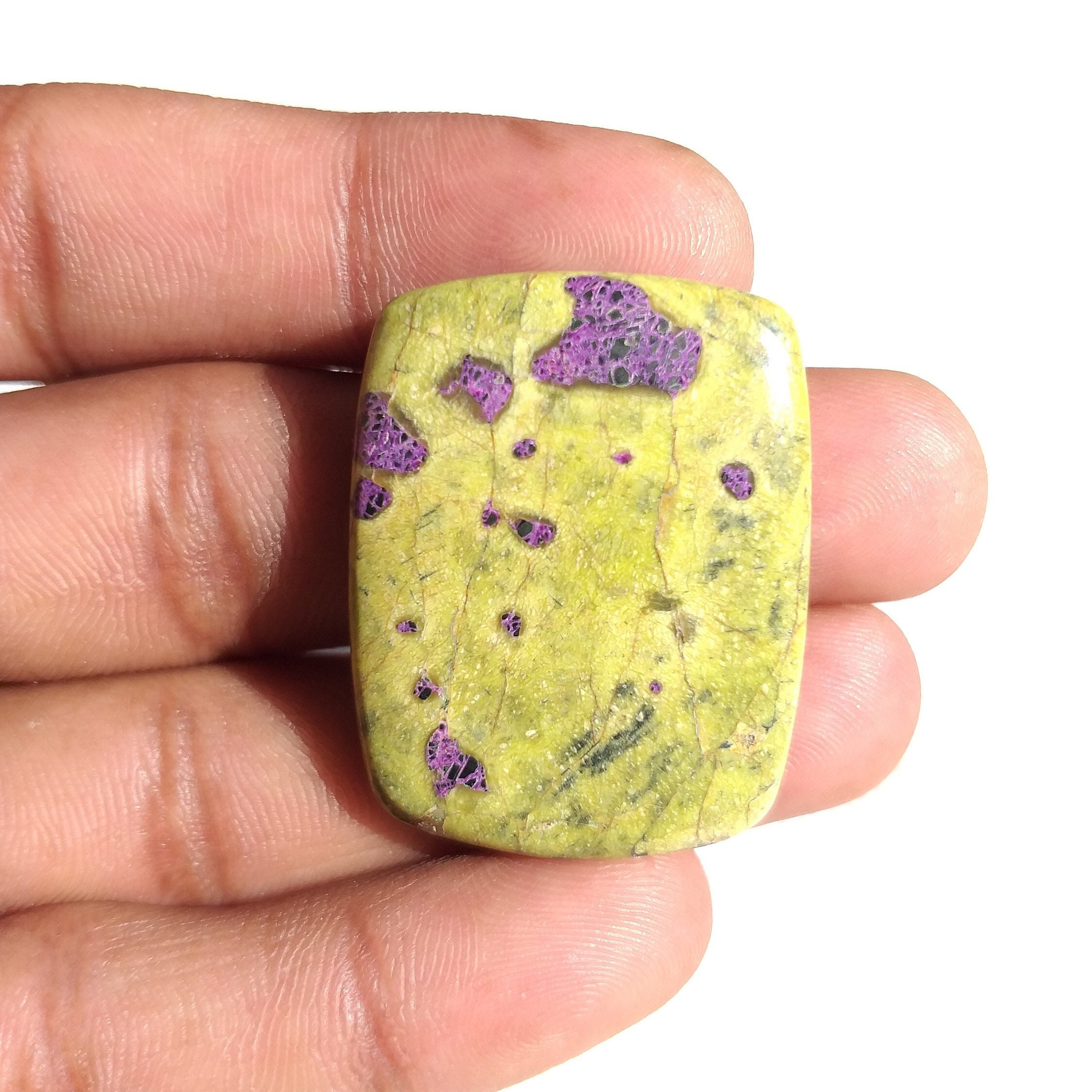 Atlantisite Stichtite Cabochon: Baguette Gemstone (36x28x6 Mm, 57.8 Carat