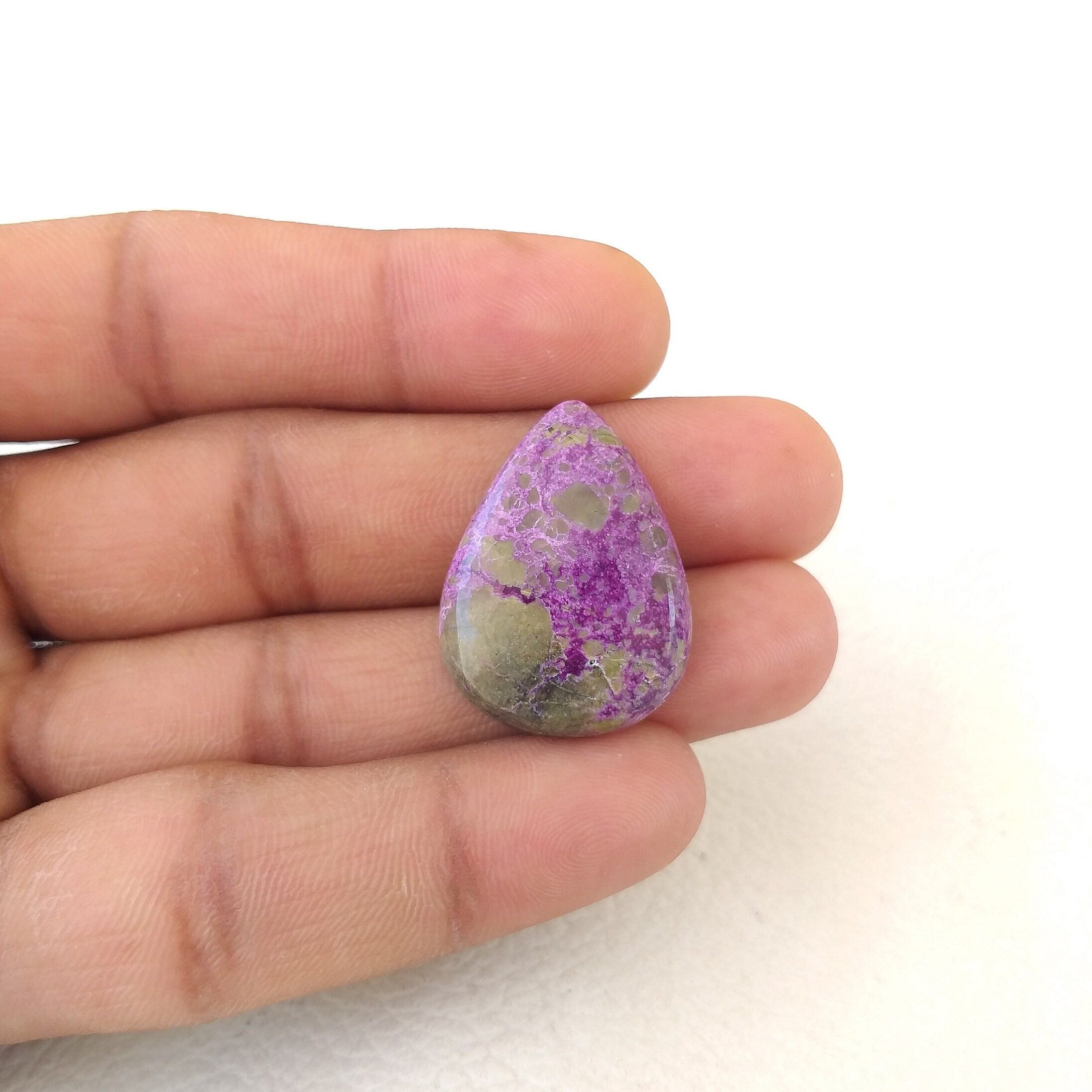Pear Atlantisite Cabochon: Purple Stichtite Gemstone (29x21x6 Mm)