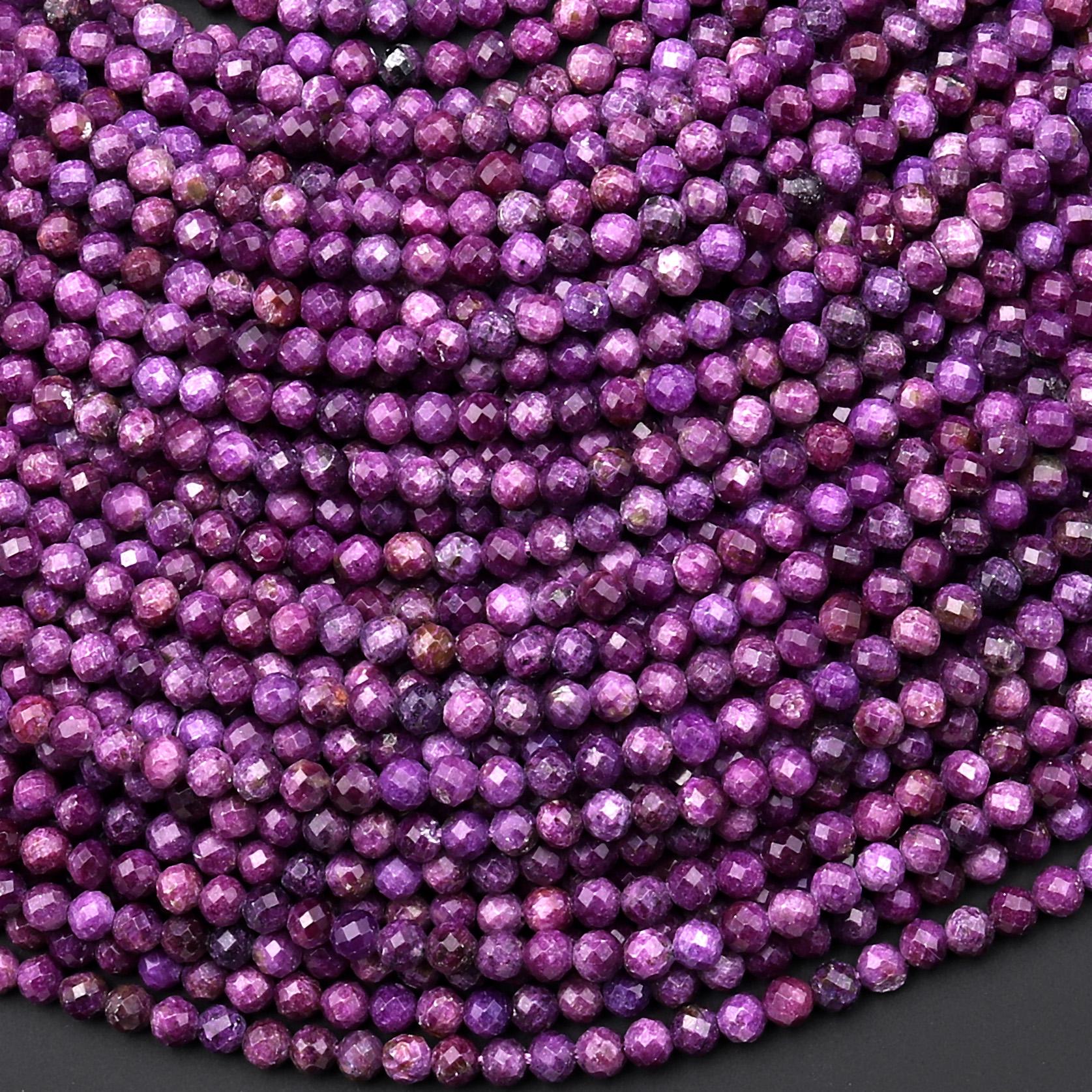 Aaa Faceted Natural Purple Stichtite Round Beads 2mm 3mm 4mm 15.5" Strand