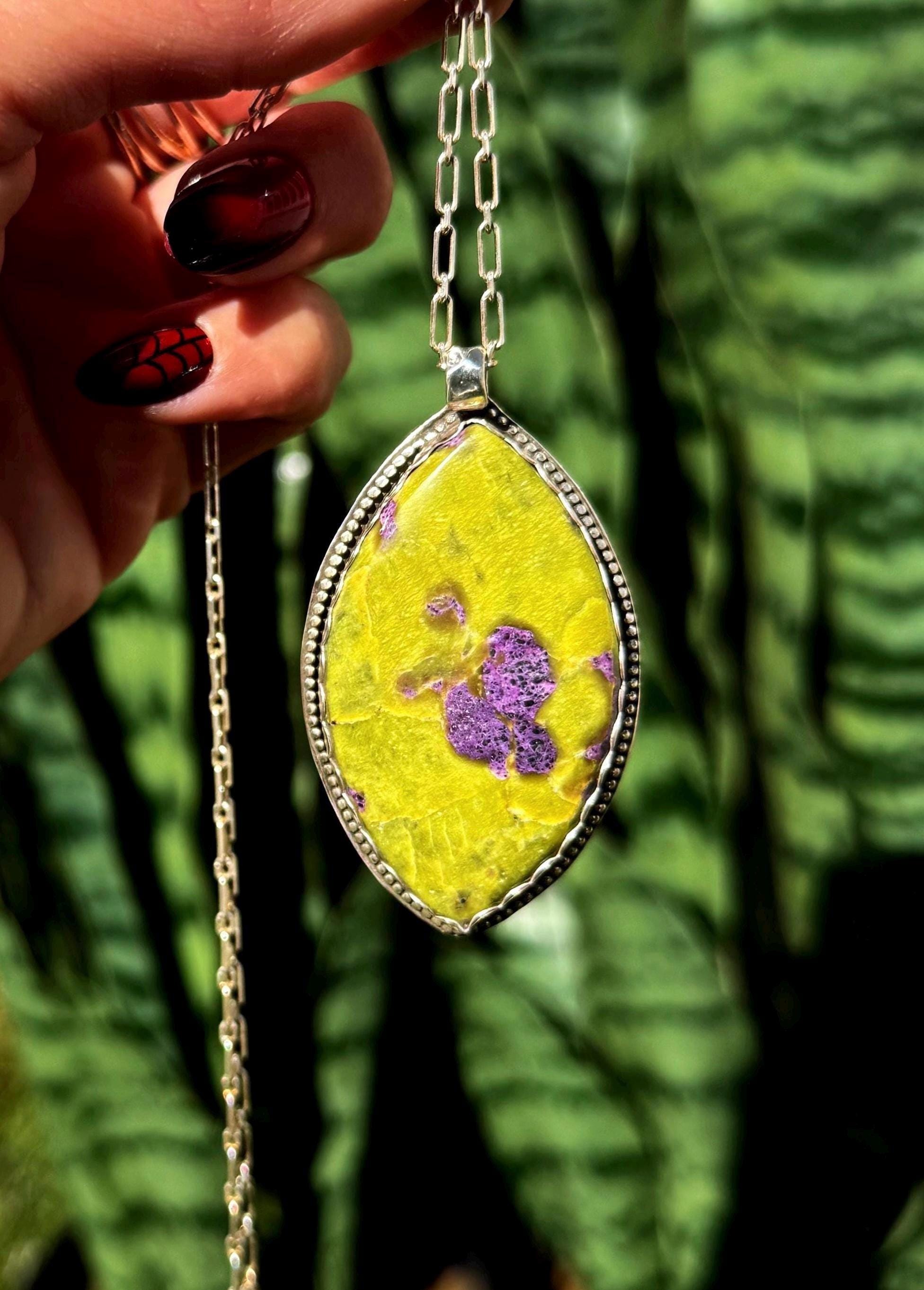 Atlantisite Necklace - Serpentine And Stichtite Crystal - Sterling Silver - Rare Crystal Combination - Kundalini Energy - Crystal Necklace Atlantisite Necklace - Serpentine And Stichtite Crystal - Sterling Silver - Rare Crystal Combination - Kundalini Energy - Crystal Necklace