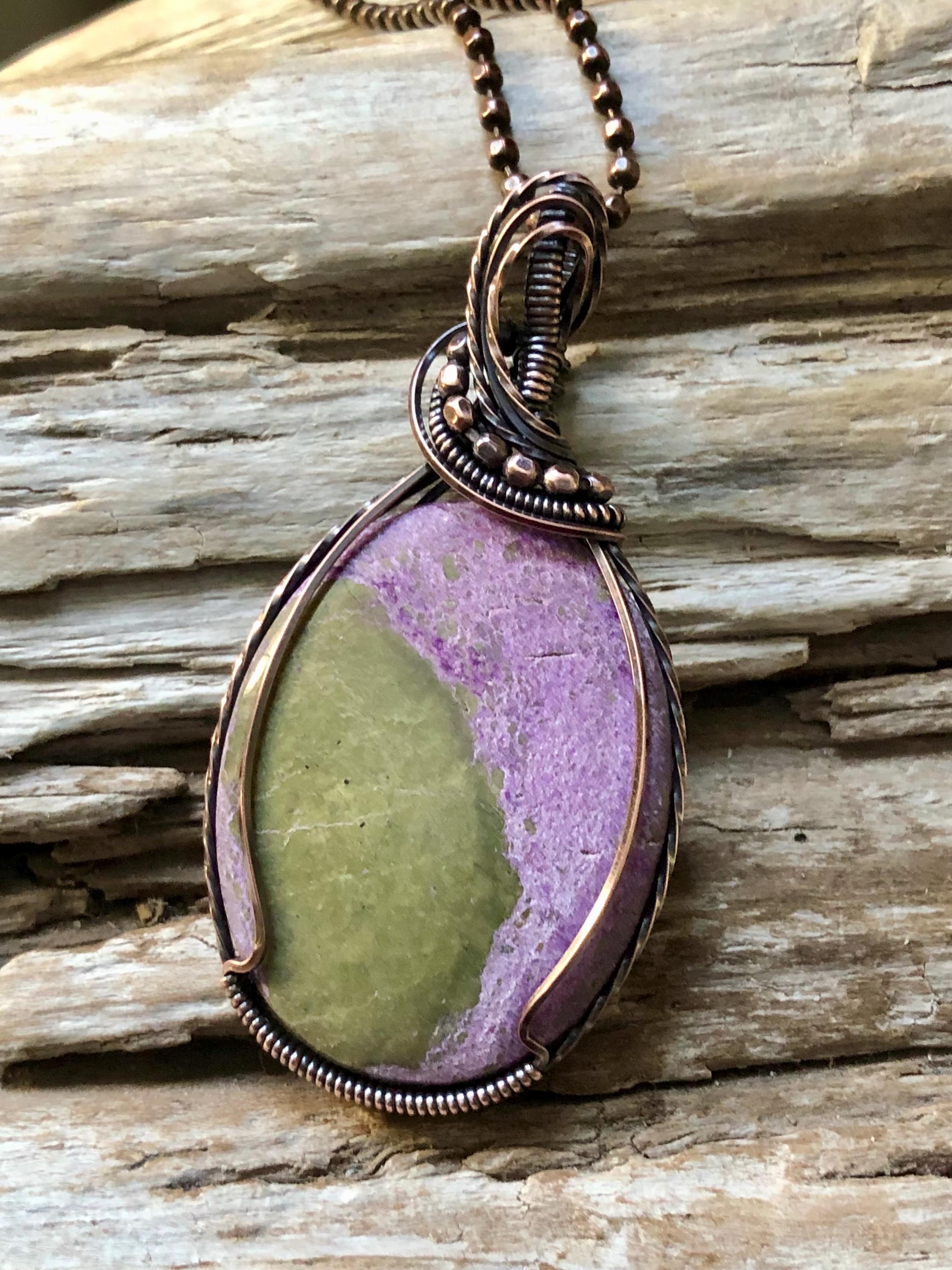 Stichtite And Copper Pendant Necklace
