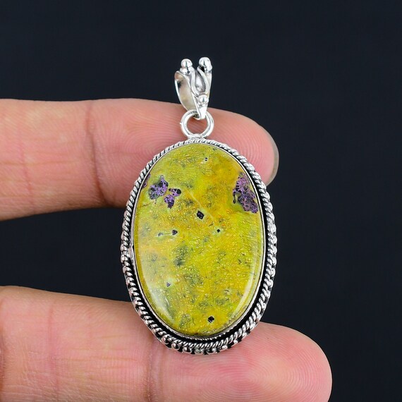Handmade Stichtite Pendant: 925 Sterling Silver Gemstone Jewelry Handmade Stichtite Pendant: 925 Sterling Silver Gemstone Jewelry