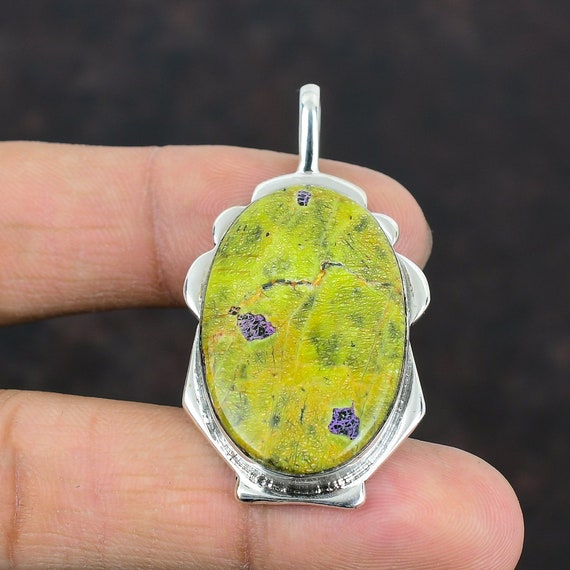 Handmade Stichtite Pendant: 925 Sterling Silver Gemstone Jewelry Handmade Stichtite Pendant: 925 Sterling Silver Gemstone Jewelry