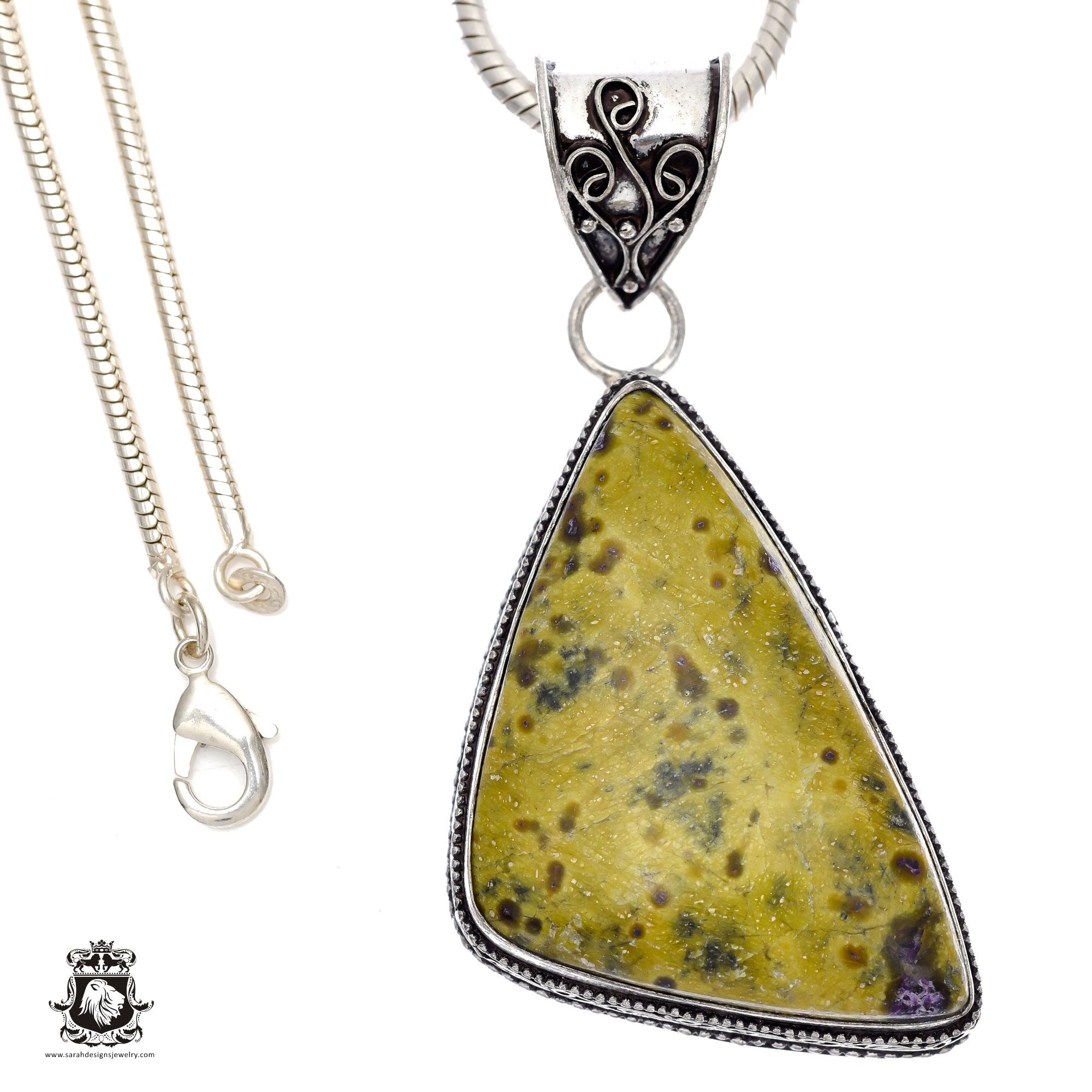 Stichtite Serpentine Atlantisite Pendant & Free 2mm Italian 925 Sterling Silver Chain V585 Stichtite Serpentine Atlantisite Pendant & Free 2mm Italian 925 Sterling Silver Chain V585