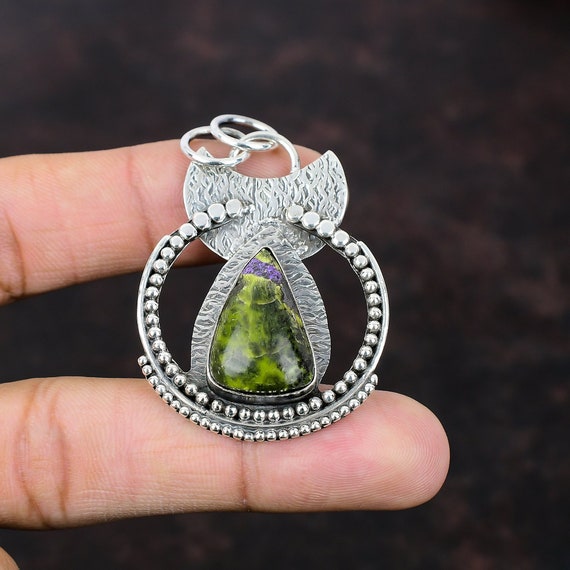 Stichtite Sterling Silver Pendant: Handmade Gemstone Jewelry