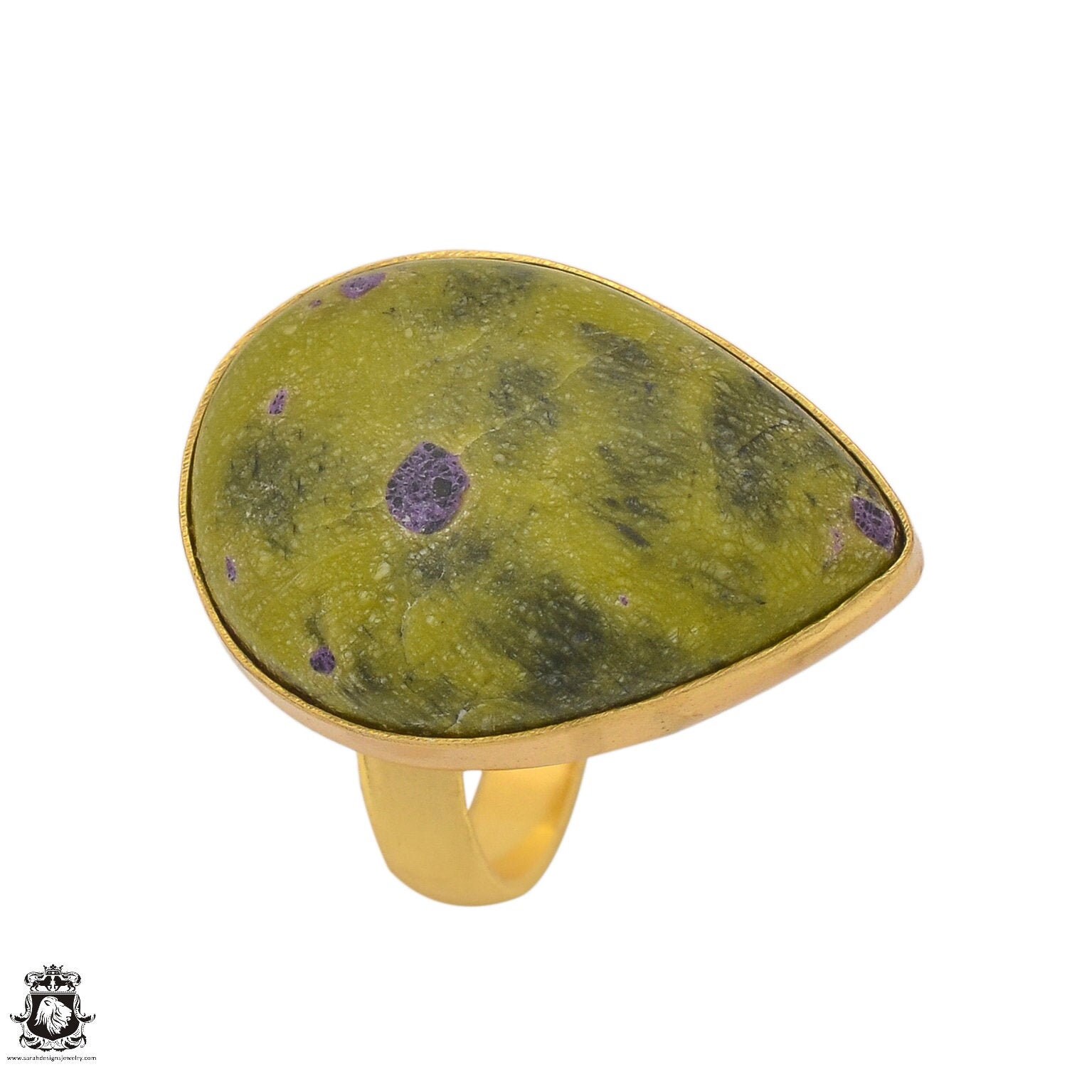 Atlantisite Serpentine Stichtite Ring Meditation Ring 24k Gold Ring Gpr1365