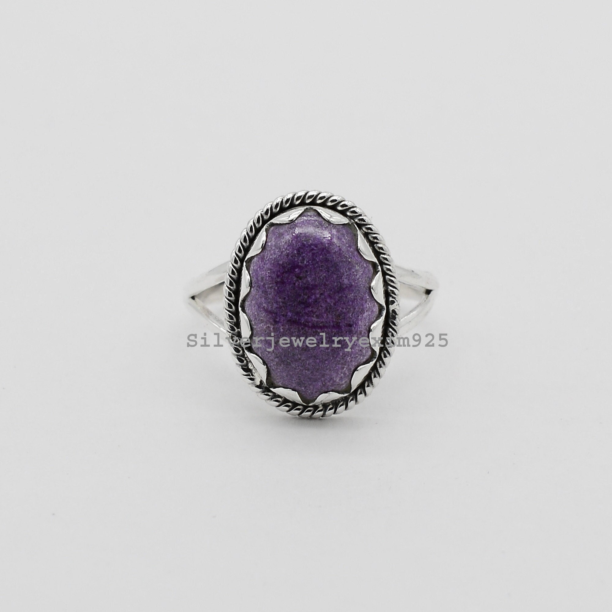 Handmade Purple Stichtite Ring: Sterling Silver Statement Jewelry