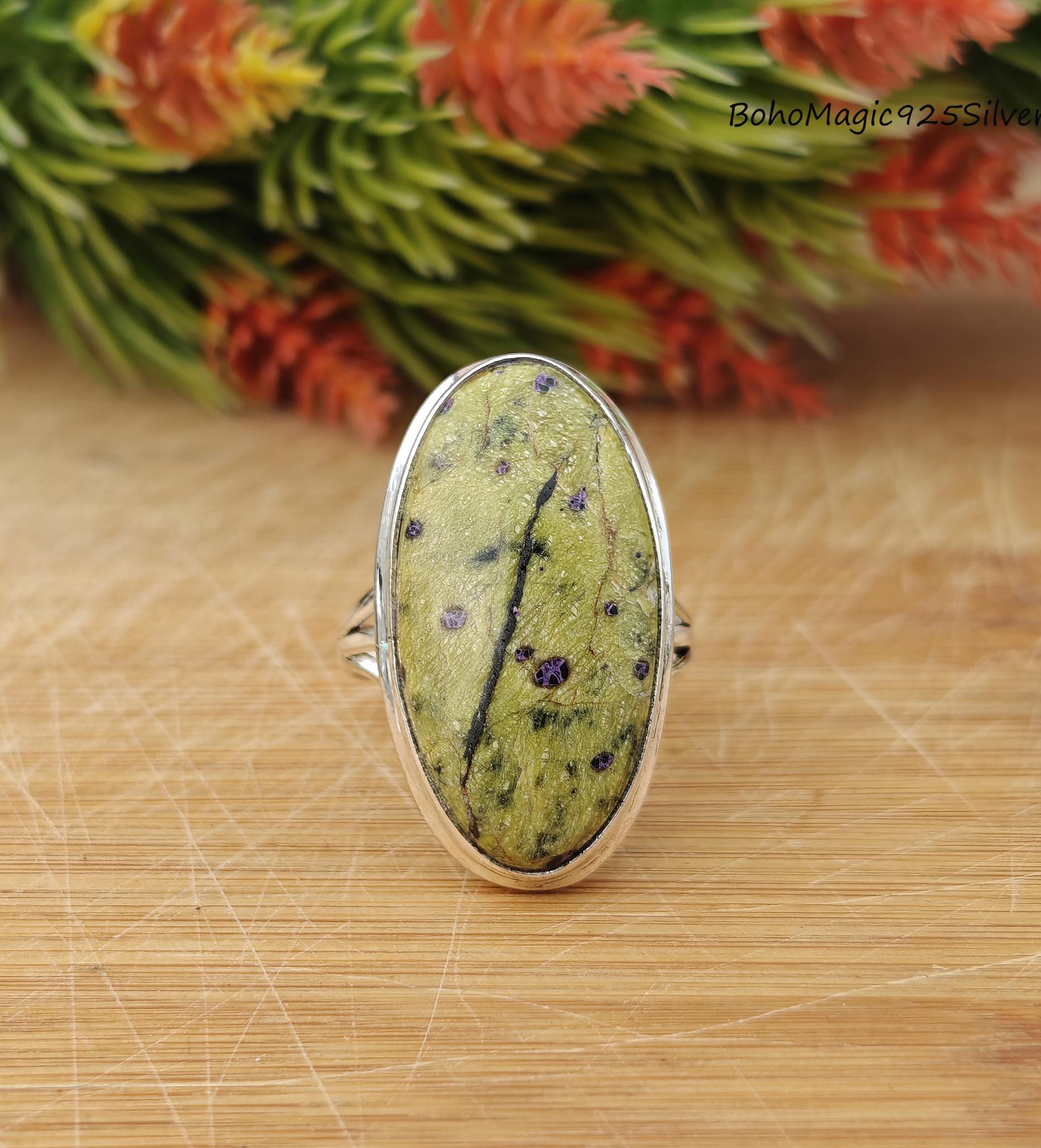 Stichtite Ring: Handmade Sterling Silver Statement Ring