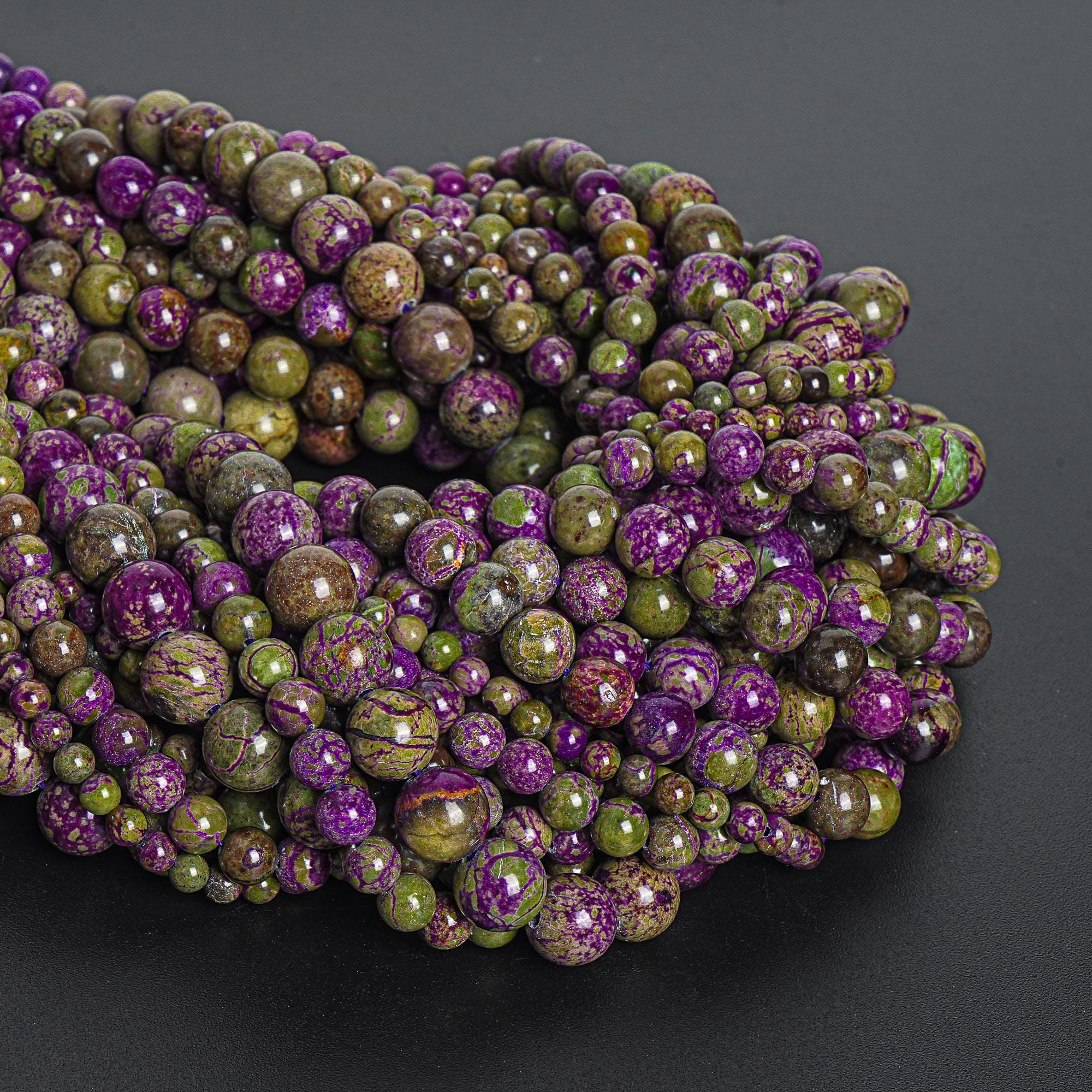 Genuine Natural Atlantisite Stichtite Gemstone Beads 4mm 6mm 8mm 10mm Purple Round Aa Quality Loose Beads