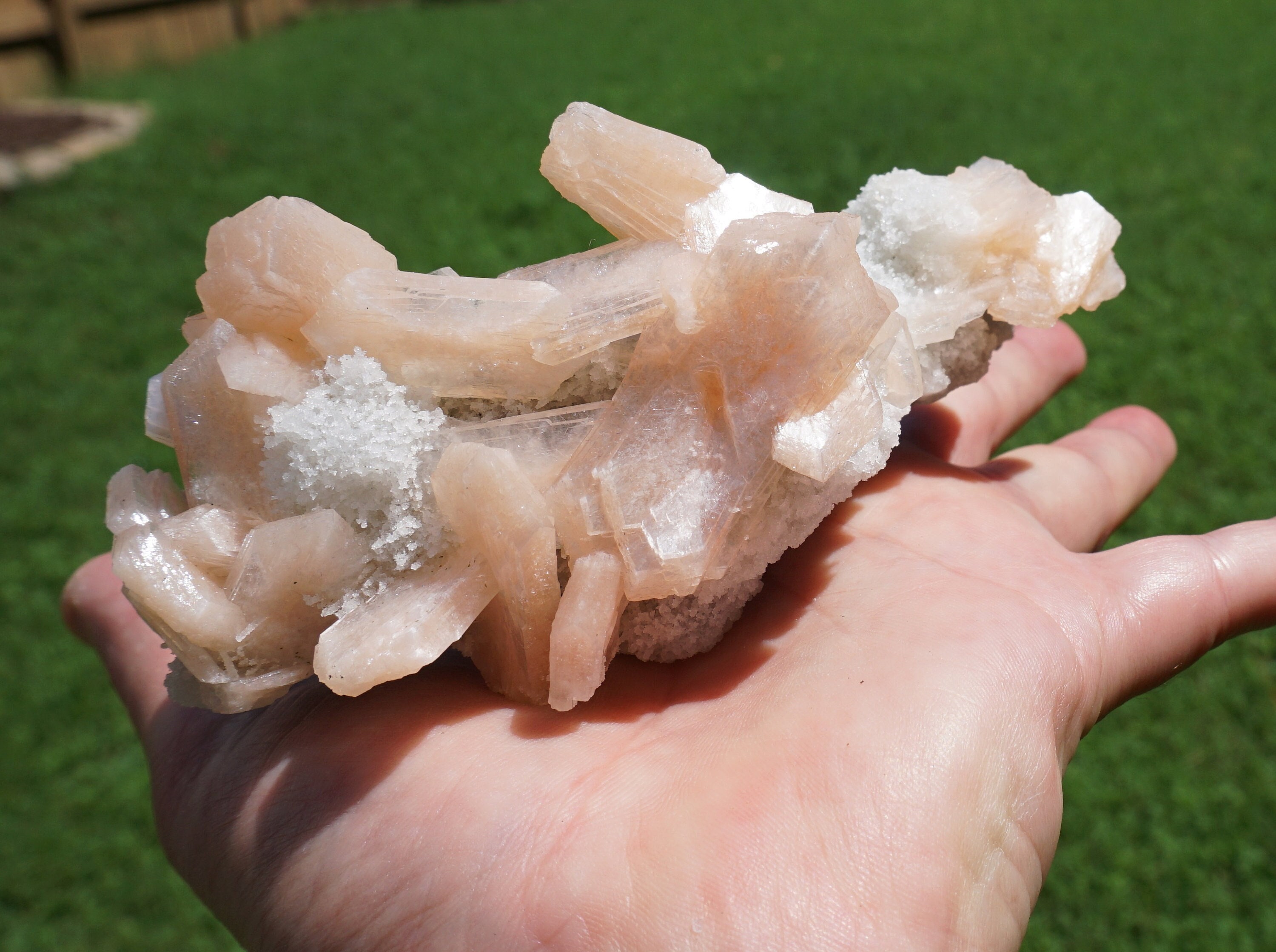 Peach Stilbite Crystal Cluster With Chalcedony - Zeolite - 4.75" X 2" X 2.25" ~ 5.8 Oz