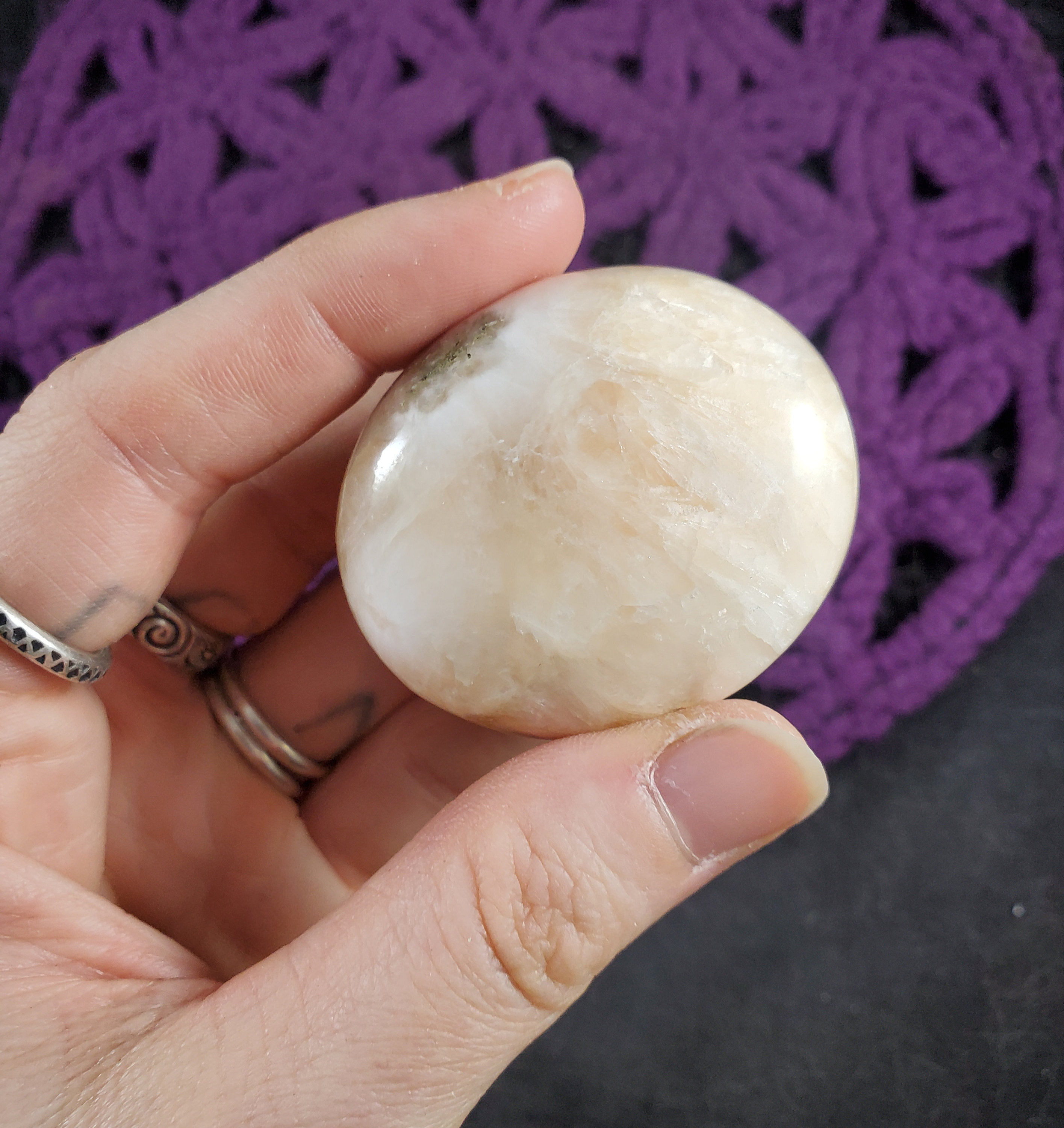 Stilbite Palmstone Crystal Polished Palm Stones Small Gallet Crystals Natural Peach Unique India Zeolite