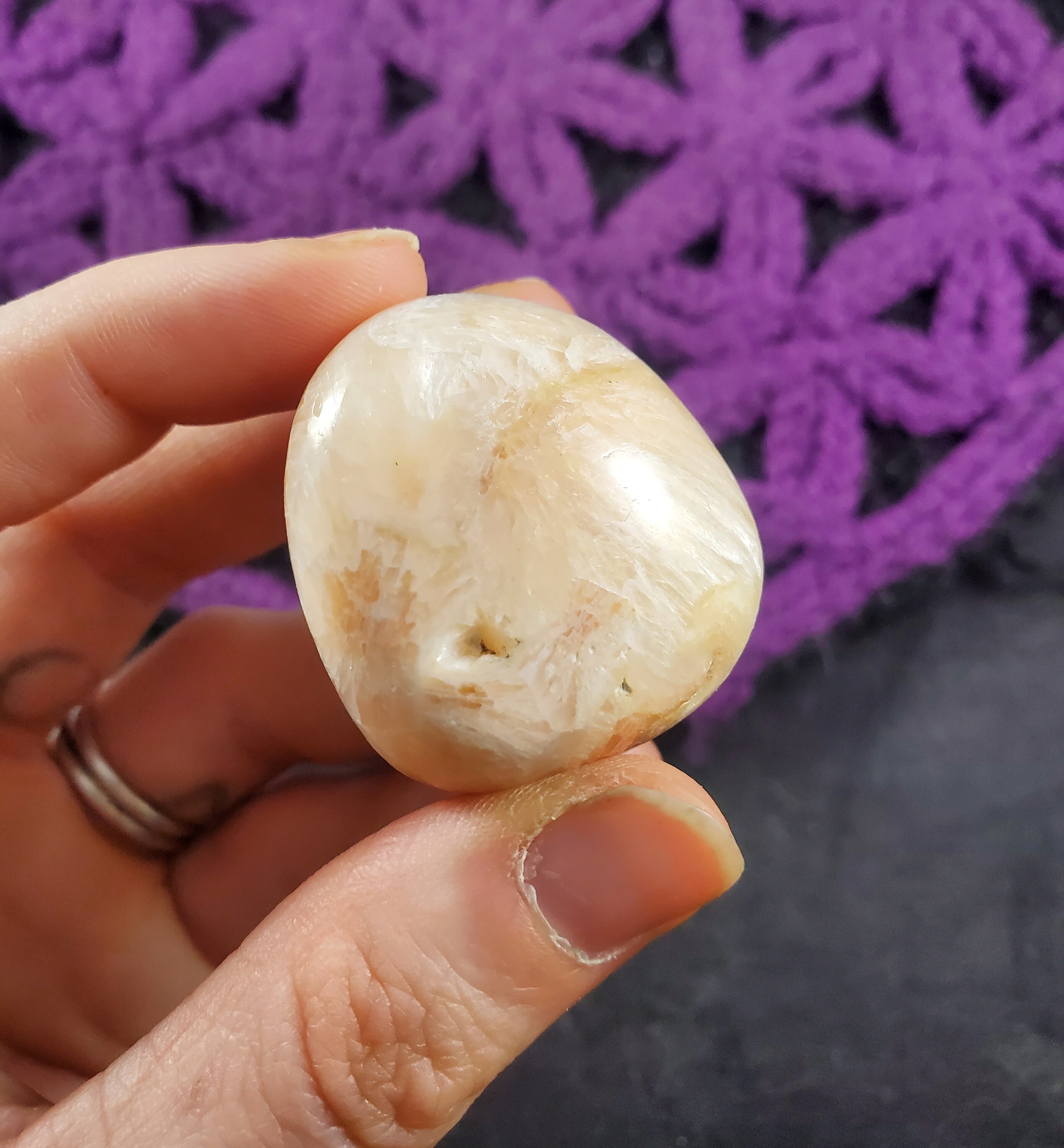 Stilbite Tumbled Stone Crystal Large Polished Tumble Stones Pocket Crystals Natural Peach Rare Unique India