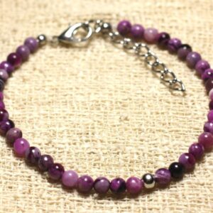 Bracelet Argent 925 Et Pierre Semi Précieuse Sugilite 4mm