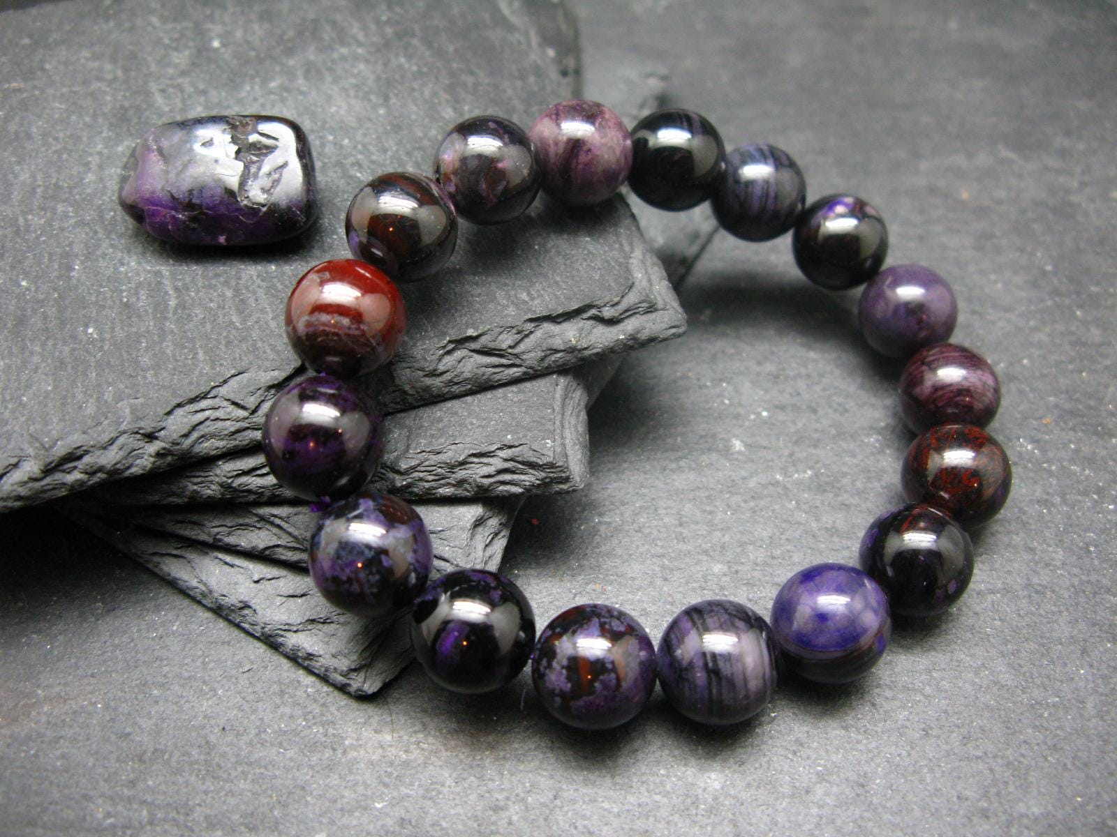 Sugilite Genuine Bracelet ~ 7 Inches  ~ 12mm Round Beads