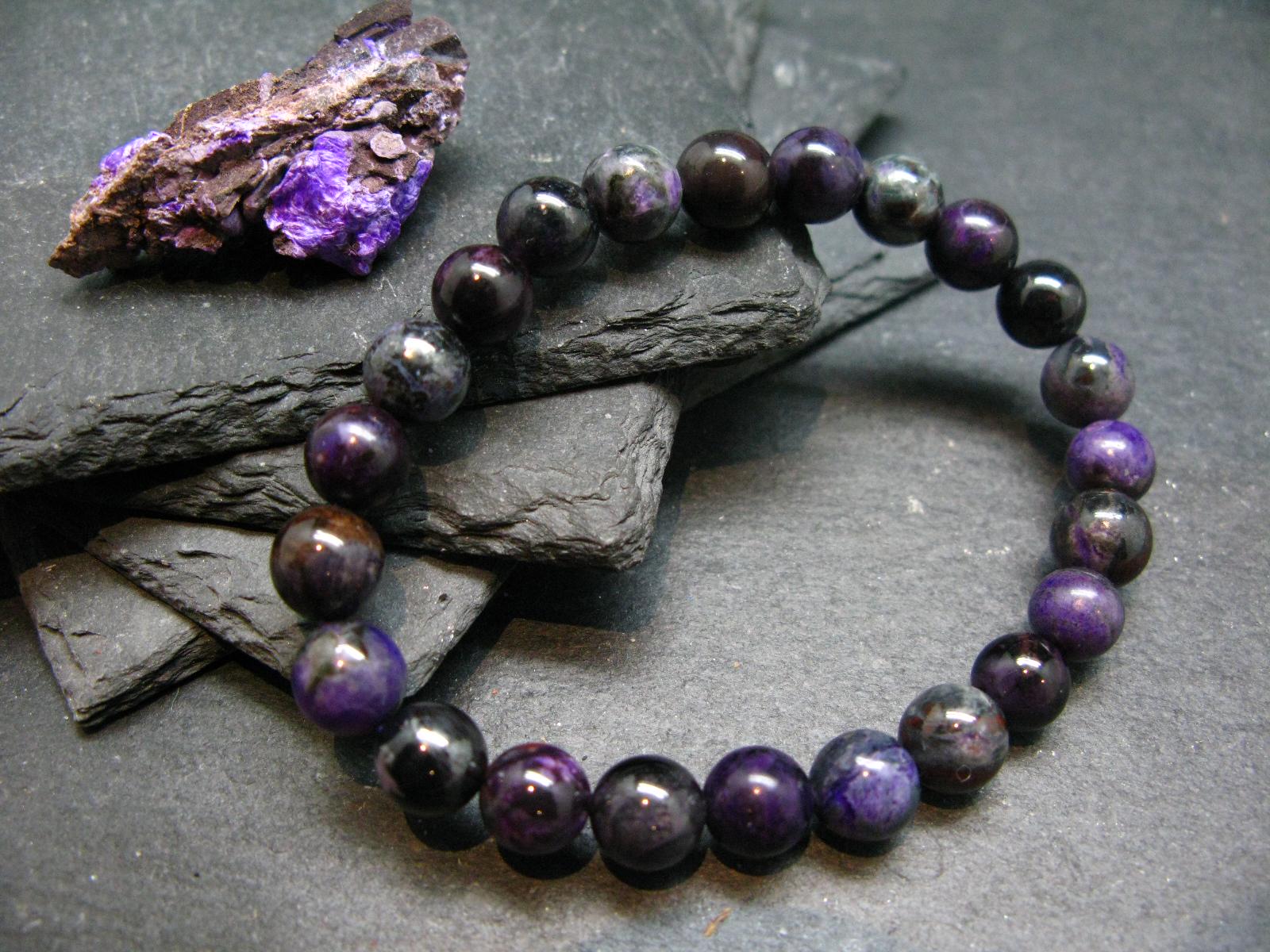 Sugilite Genuine Bracelet ~ 7 Inches  ~ 8mm Round Beads