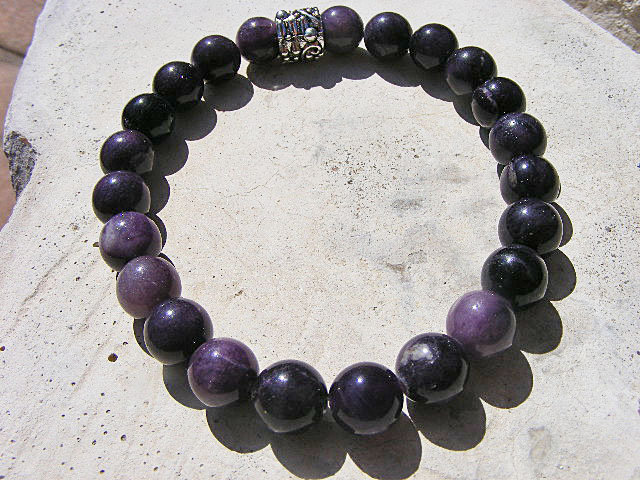 Sugilite Bracelet, Natural Deep Purple Color, Stone Of Spiritual Love And Wisdom, 8mm Round Beads, On Stretch Cord Sugilite Bracelet, Natural Deep Purple Color, Stone Of Spiritual Love And Wisdom, 8mm Round Beads, On Stretch Cord