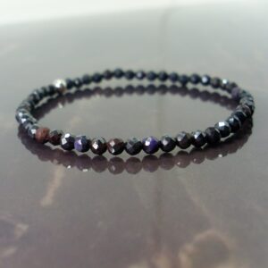 Natural Faceted Sugilite Bracelet South African 3mm beads + Silver bead, Natural Gemstone Women Men Beaded Bracelet, Gift Her Him + Gift Box