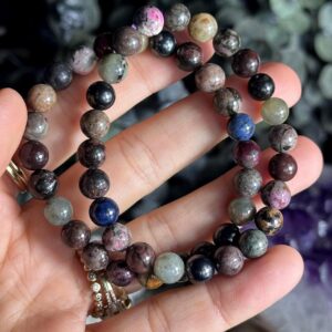 Rare Multi Color Sugilite Crystal Bead Bracelet, 8mm