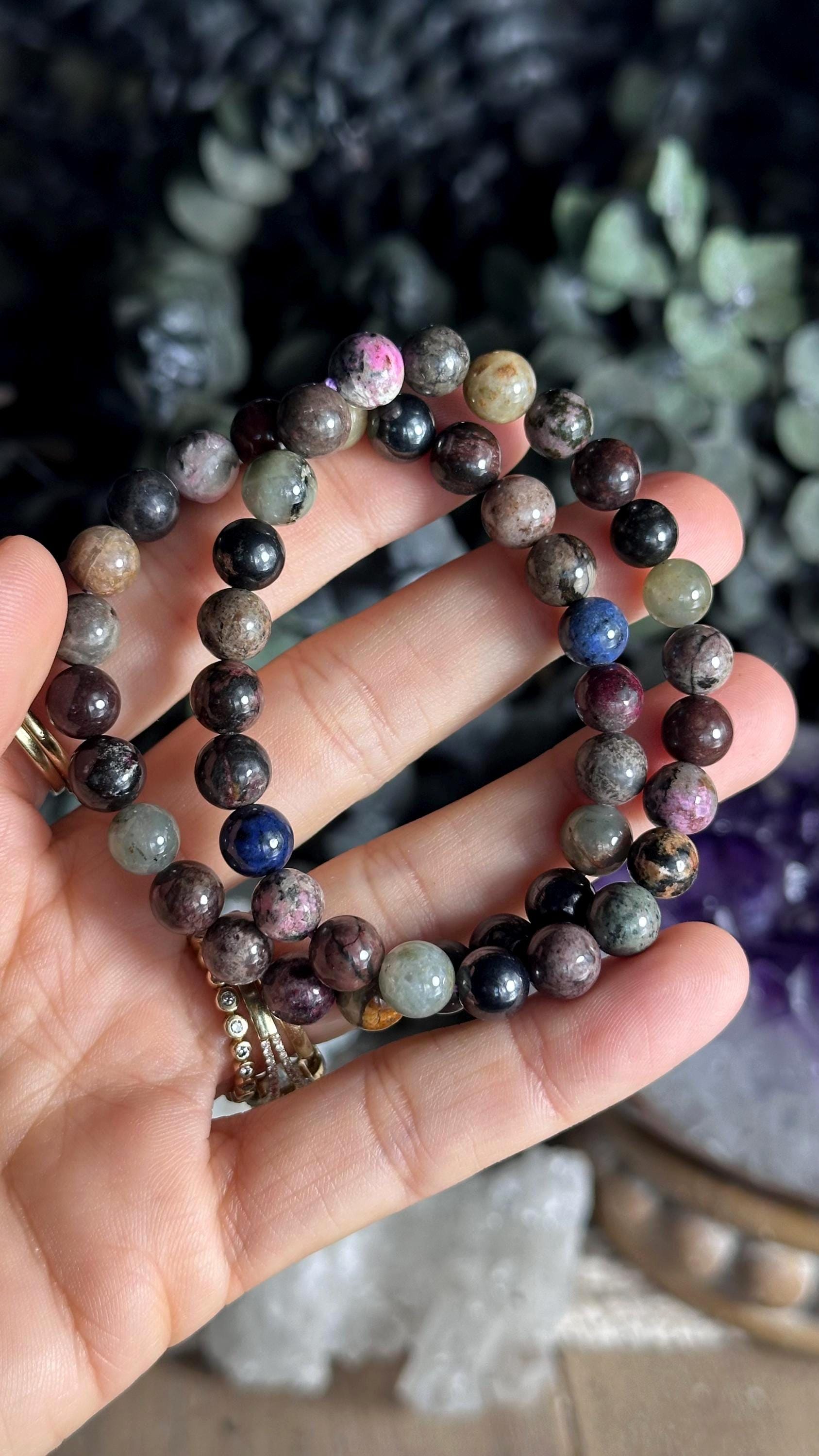 Rare Multi Color Sugilite Crystal Bead Bracelet, 8mm
