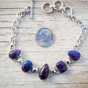 Sugilite & Richterite Bracelet: Sterling Silver Adjustable Gemstone Jewelry