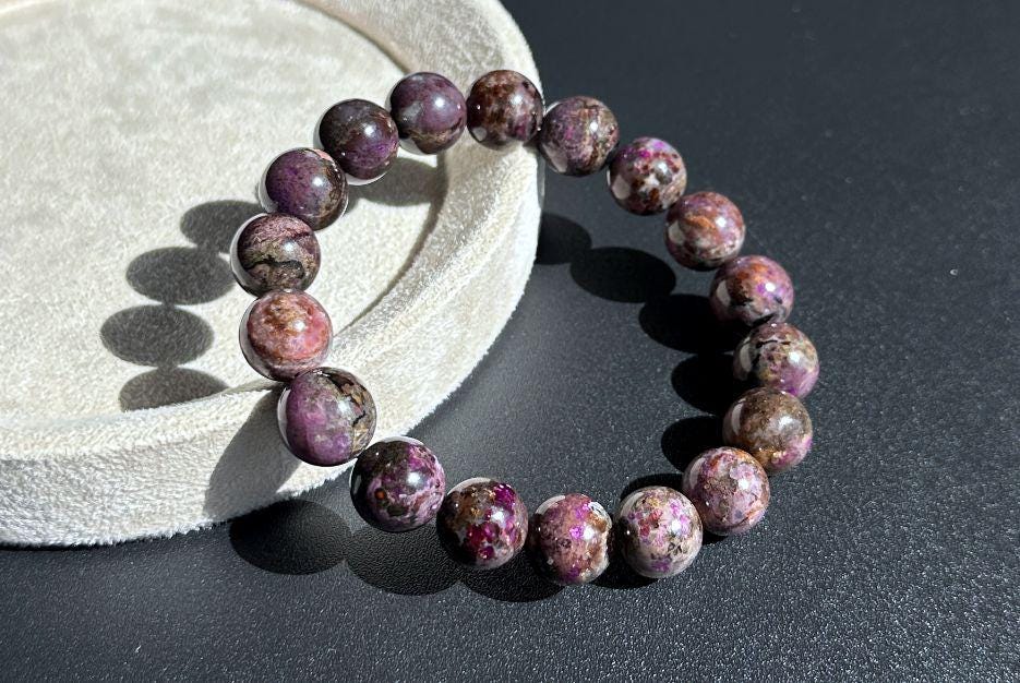 Sold 11mm, Natural Sugilite Bracelet, Earthy Mauve Purple Tones, 天然舒俱来手串