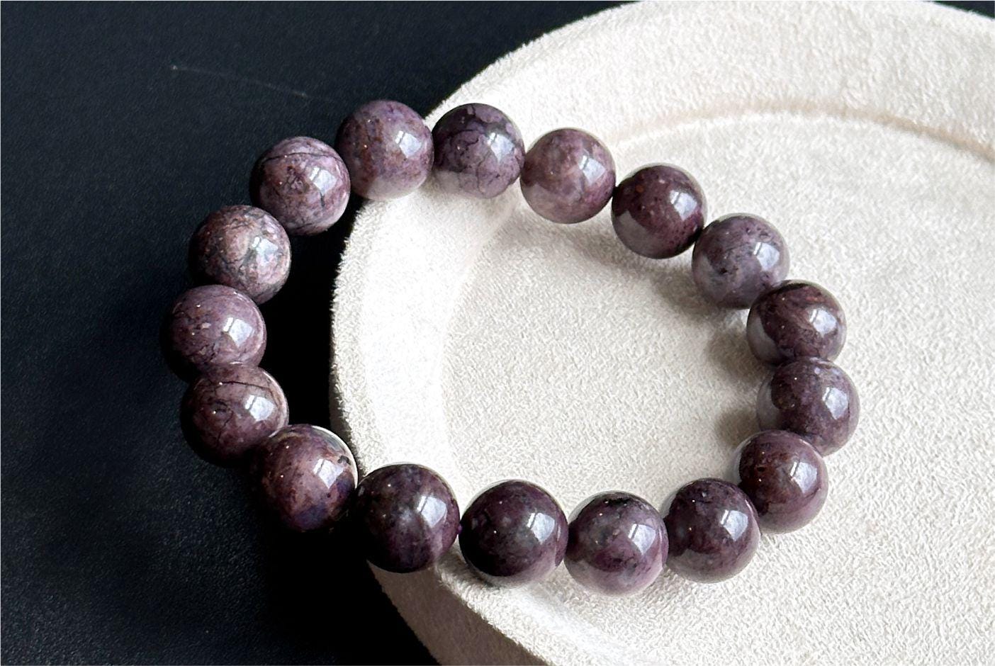 Sold 12.5mm, Natural Sugilite Bracelet, Earthy Mauve Purple Tones, 天然舒俱来手串