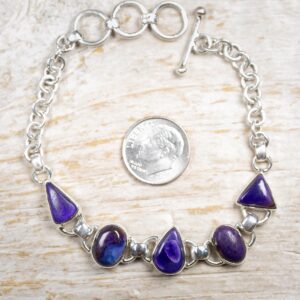 Sterling Silver Sugilite Bracelet – Adjustable Purple & Blue Gemstone