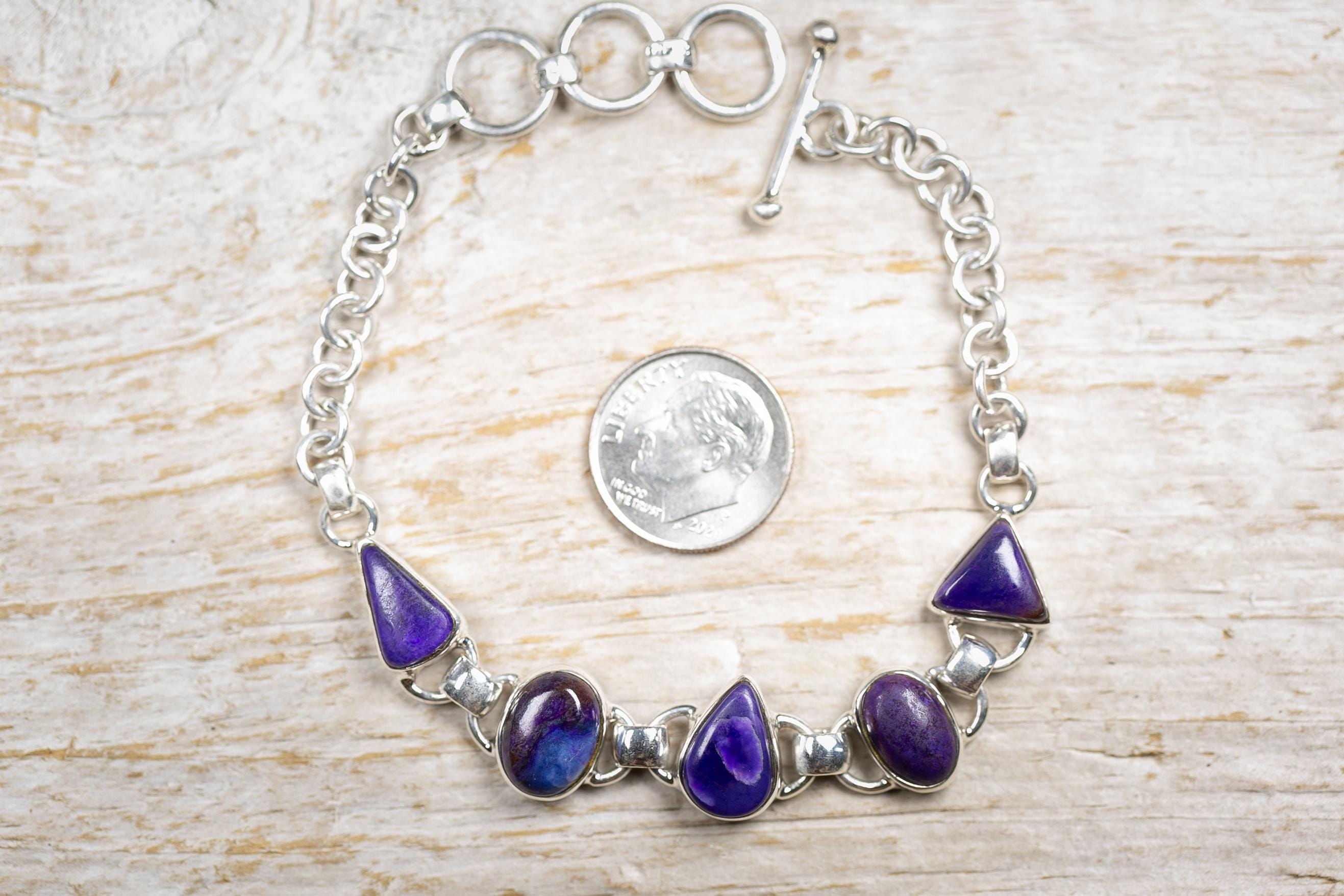 Sterling Silver Sugilite Bracelet – Adjustable Purple & Blue Gemstone