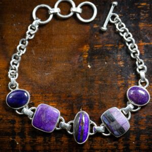 Sterling Silver Sugilite Bracelet – Adjustable Purple & Blue Gemstone