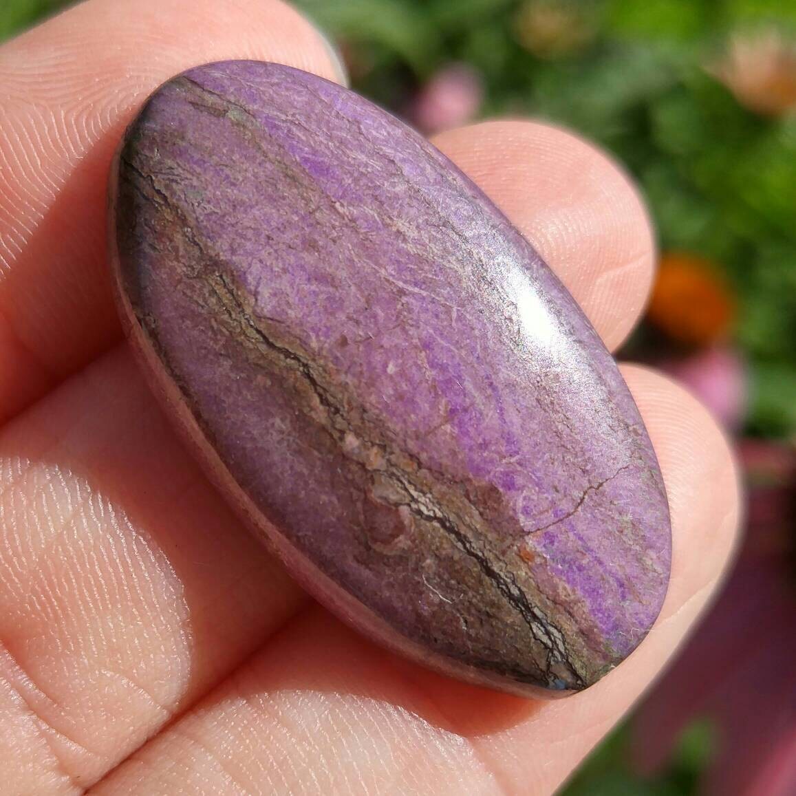 29.815 Carats Sugilite Cabochon Modified Oval Rare Old Stock Lavender Purple Sugalite Sugelite Hand Cut Lapidary Lisajoy Sachs