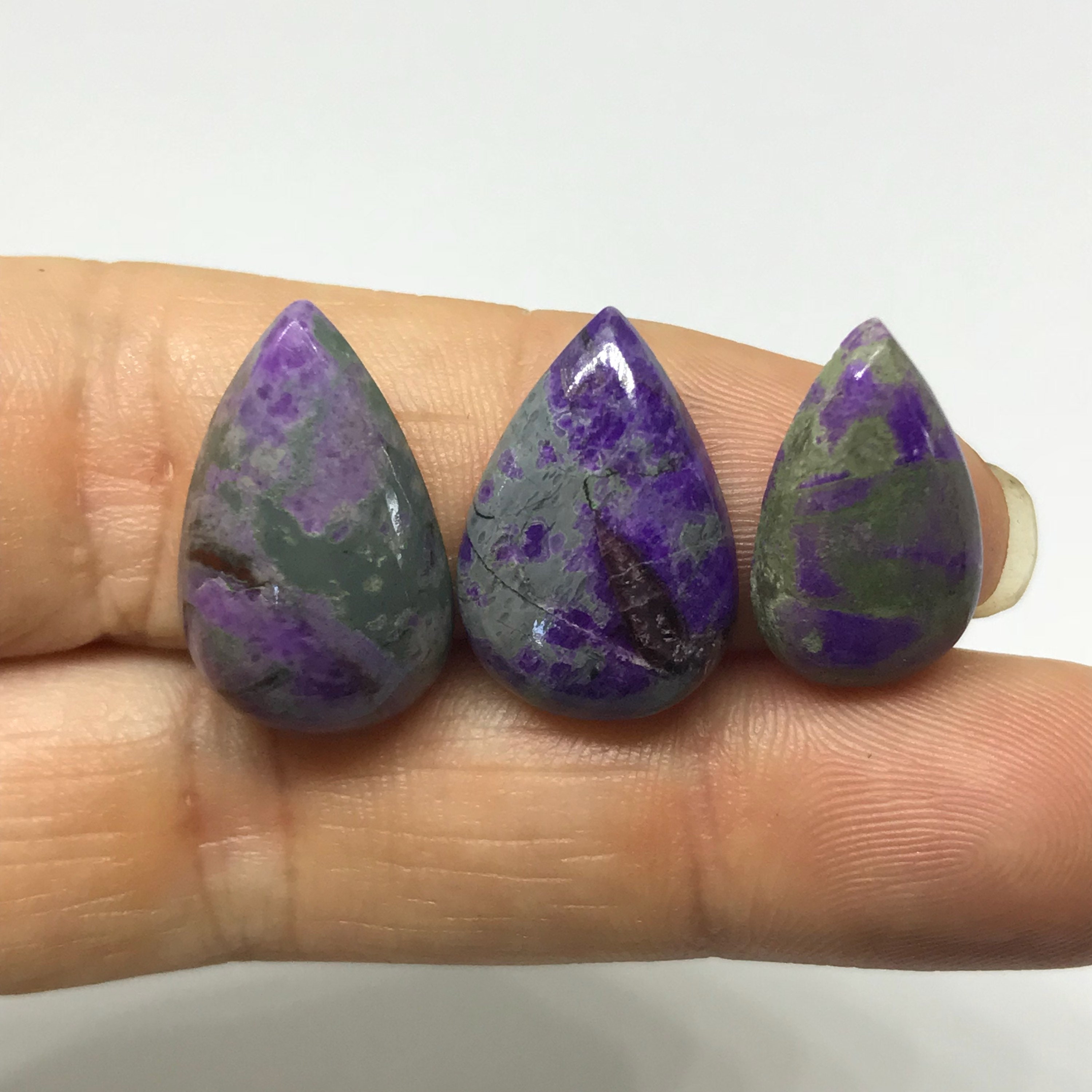 3 Sugilite Cabochons - South Africa Sugilite - Jewelry Making - Rare Gemstone - Healing Gemstone Healing Crystal - Teardrop Sugilite 3 Sugilite Cabochons - South Africa Sugilite - Jewelry Making - Rare Gemstone - Healing Gemstone Healing Crystal - Teardrop Sugilite