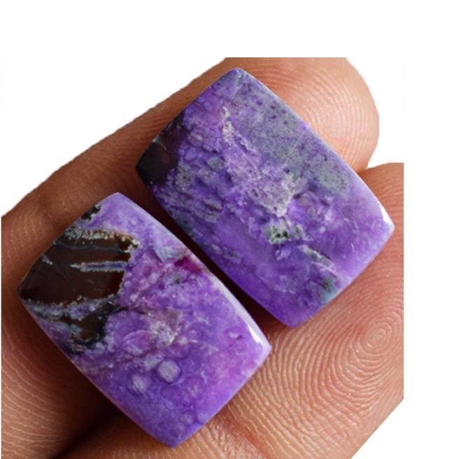 Natural Purple Sugilite Cabochon Pair For Earrings, Aaa+ Quality Loose Gemstone